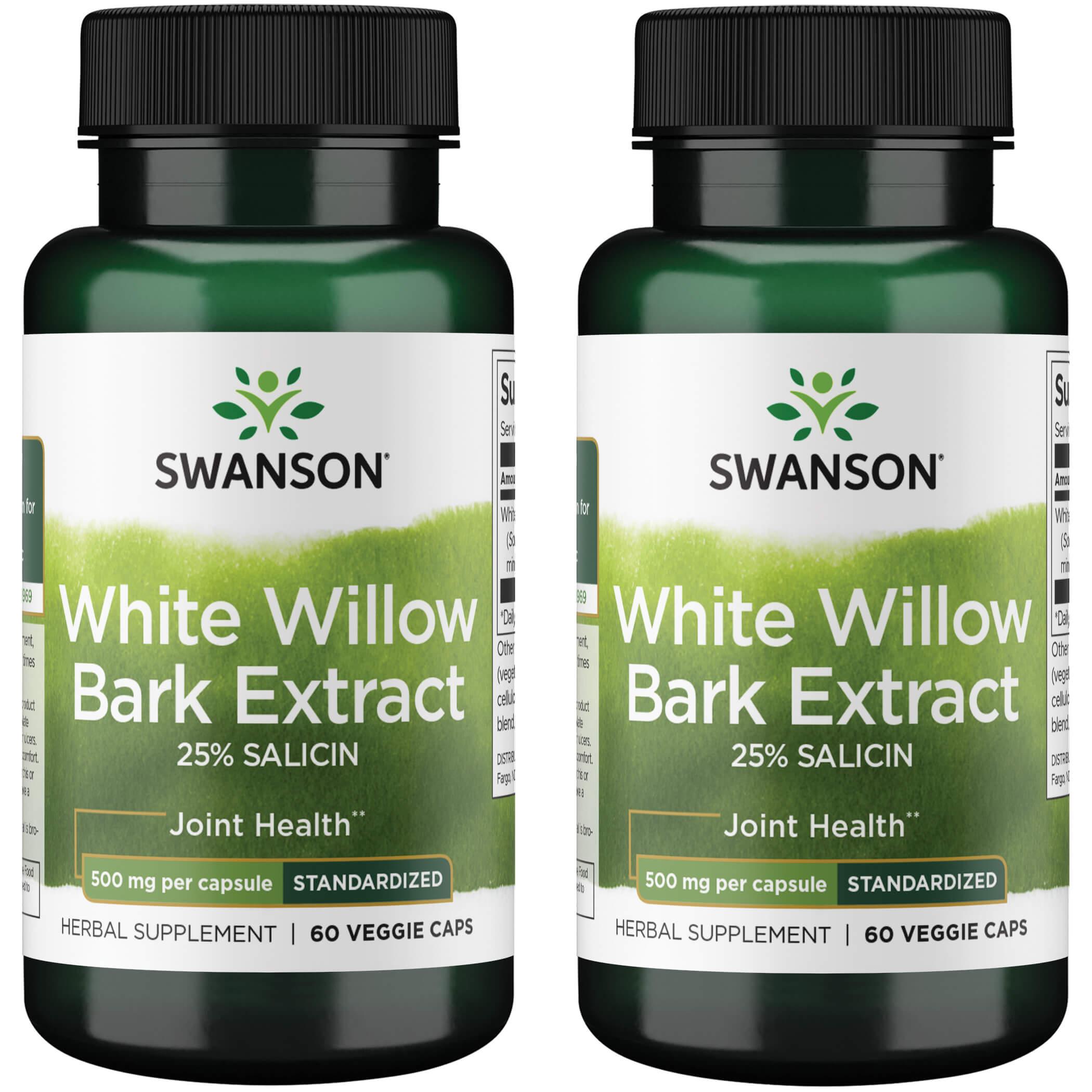 Swanson Superior Herbs White Willow Bark Extract 2 Pack Vitamin 500 mg 60 Veg Caps