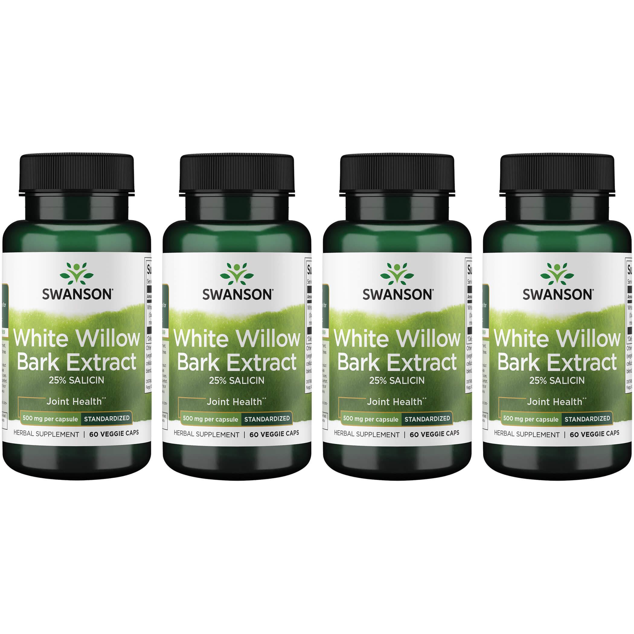 Swanson Superior Herbs White Willow Bark Extract 4 Pack Vitamin 500 mg 60 Veg Caps