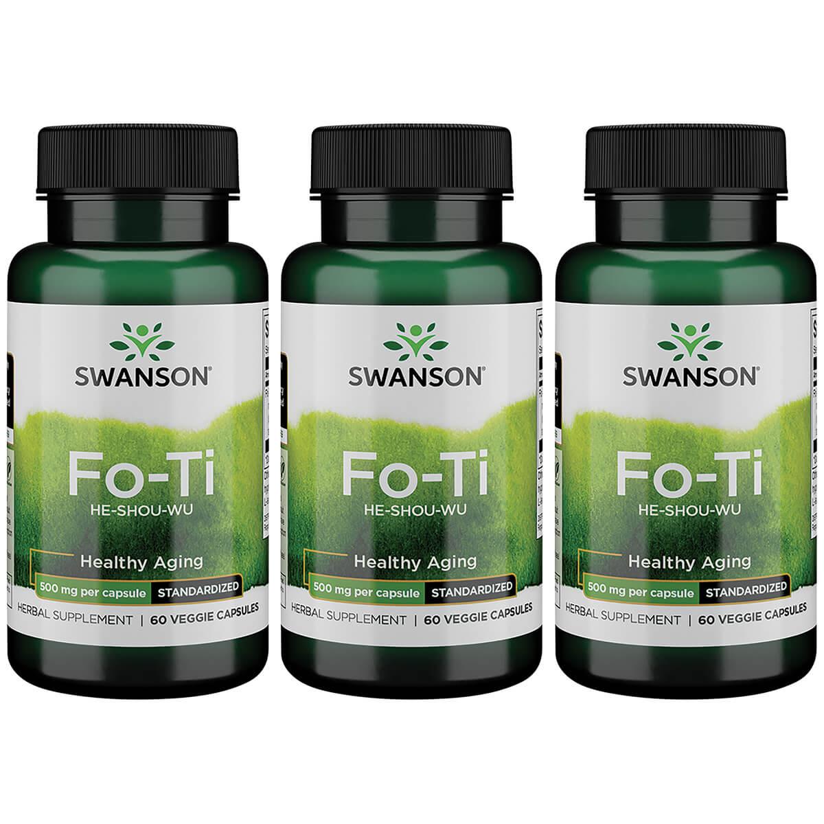 Swanson Superior Herbs Fo-Ti Extract He-Shou-Wu 3 Pack Vitamin 500 mg 60 Veg Caps Herbs and Supplements