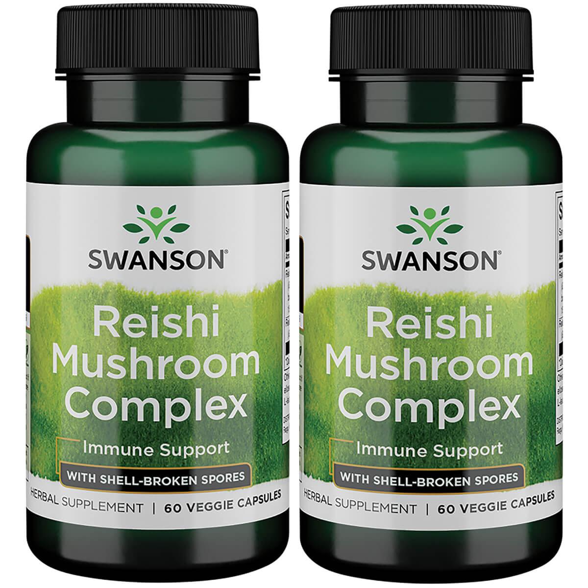 Swanson Superior Herbs Reishi Mushroom Complex 2 Pack Vitamin 60 Veg Caps Herbs and Supplements