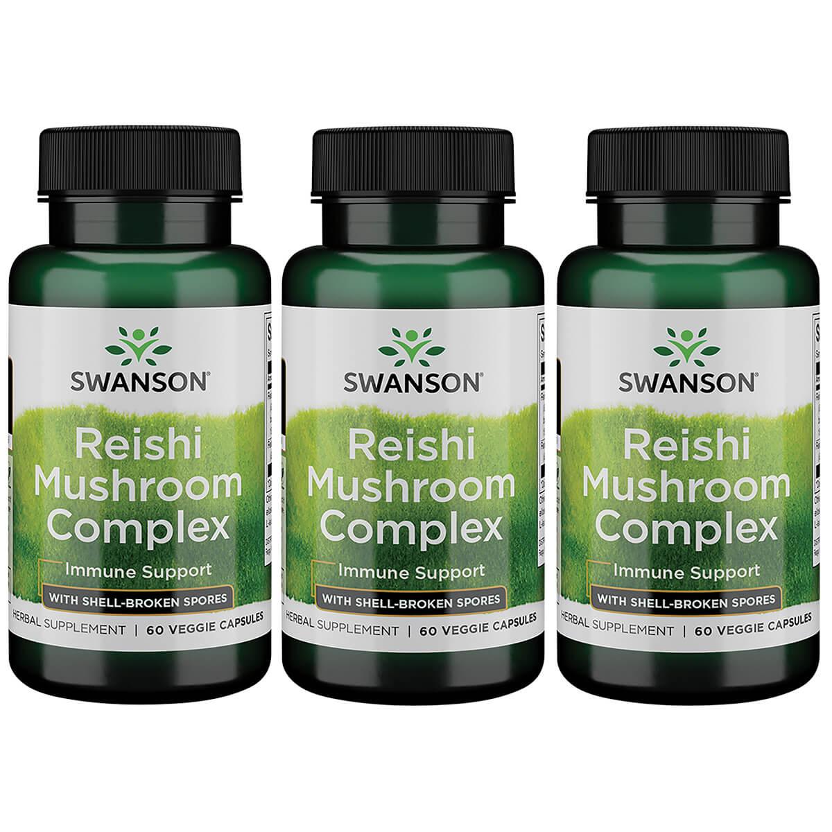 Swanson Superior Herbs Reishi Mushroom Complex 3 Pack Vitamin 60 Veg Caps Herbs and Supplements