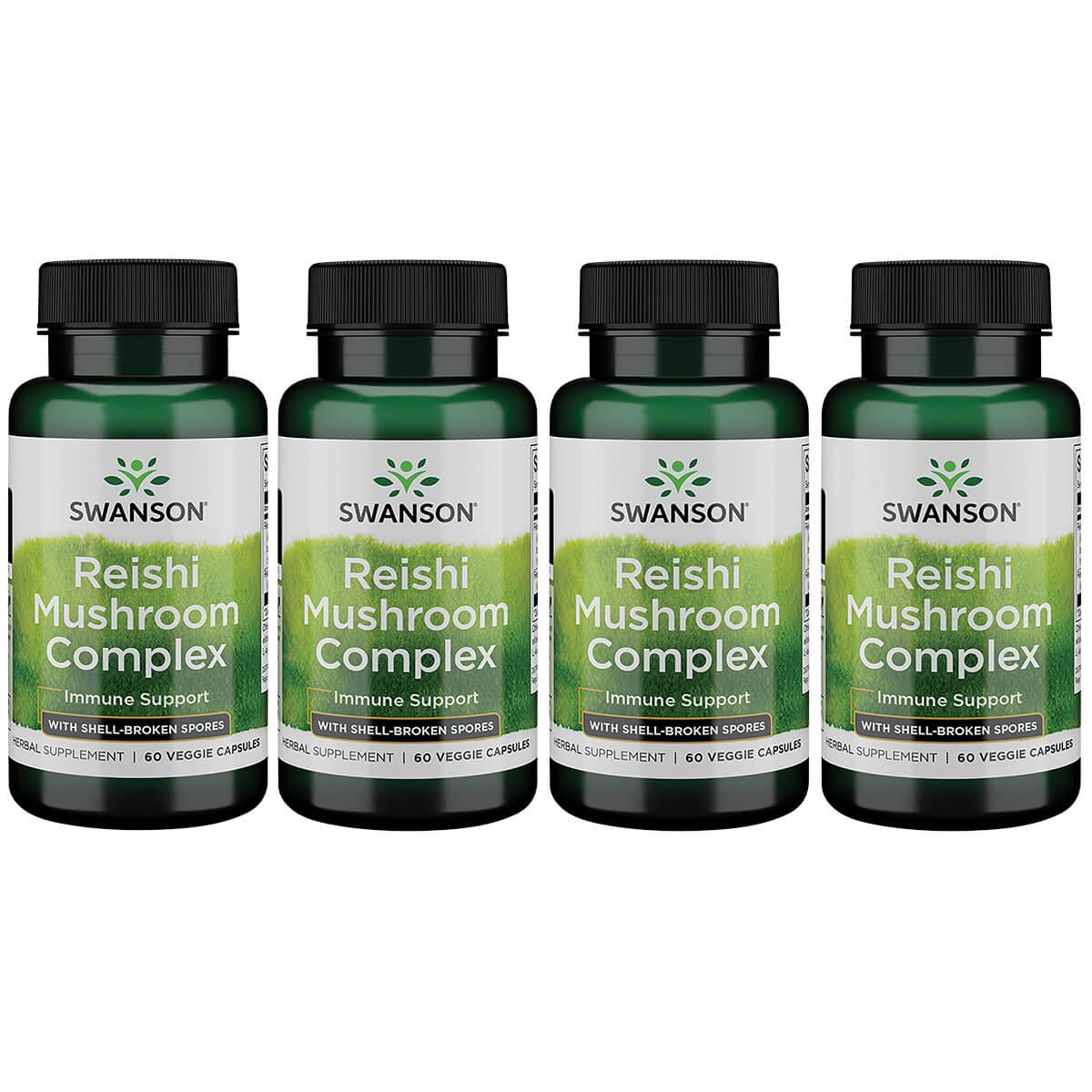 Swanson Superior Herbs Reishi Mushroom Complex 4 Pack Vitamin 60 Veg Caps Herbs and Supplements