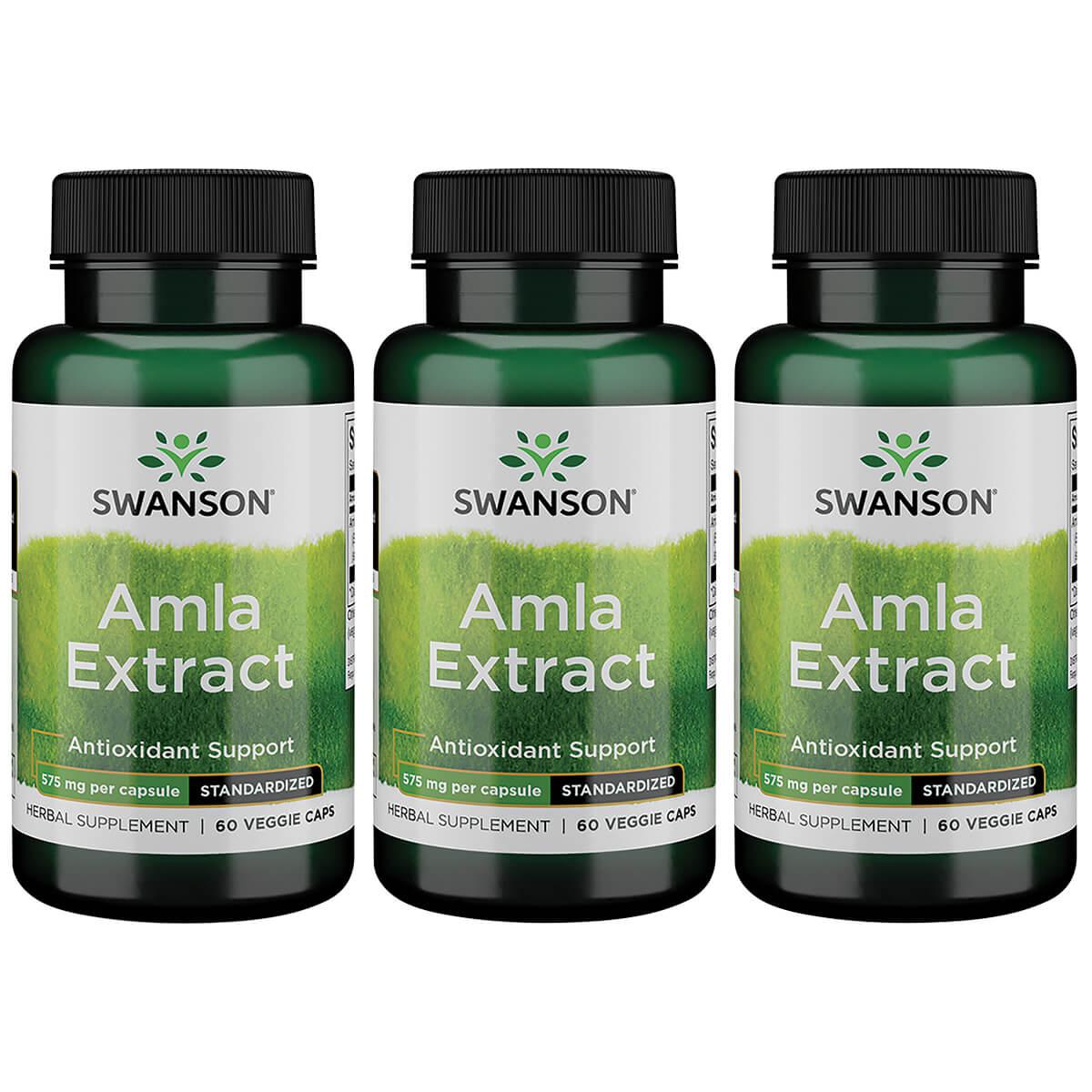 Swanson Superior Herbs Amla Extract - Standardized 3 Pack Vitamin 575 mg 60 Veg Caps