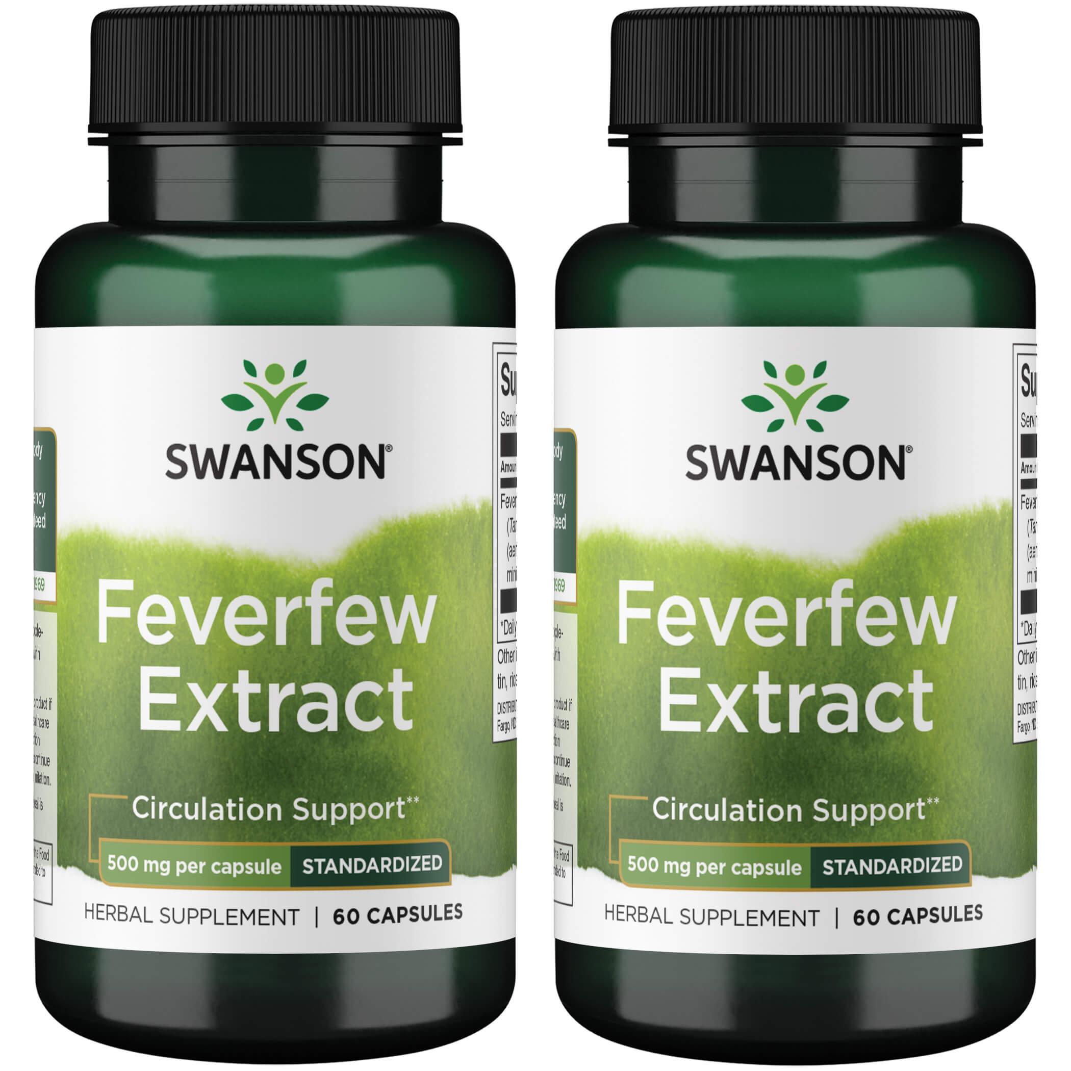 Swanson Superior Herbs Feverfew Extract - Standardized 2 Pack Vitamin 500 mg 60 Caps