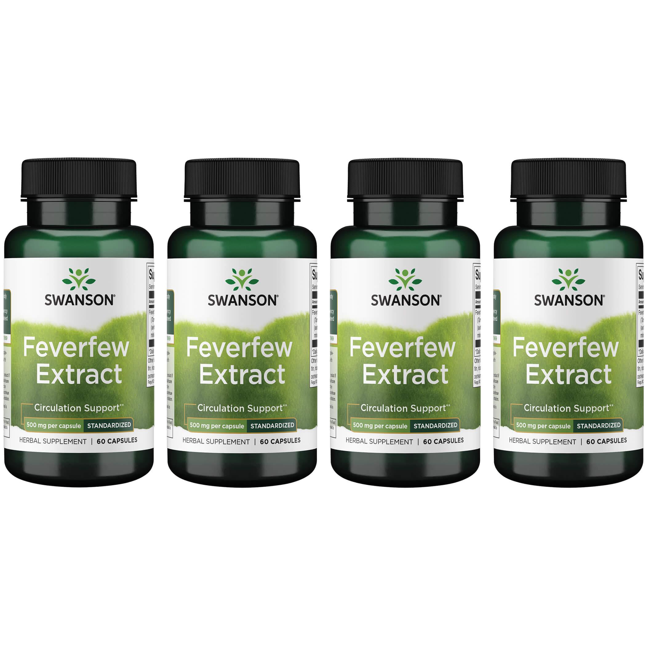 Swanson Superior Herbs Feverfew Extract - Standardized 4 Pack Vitamin 500 mg 60 Caps