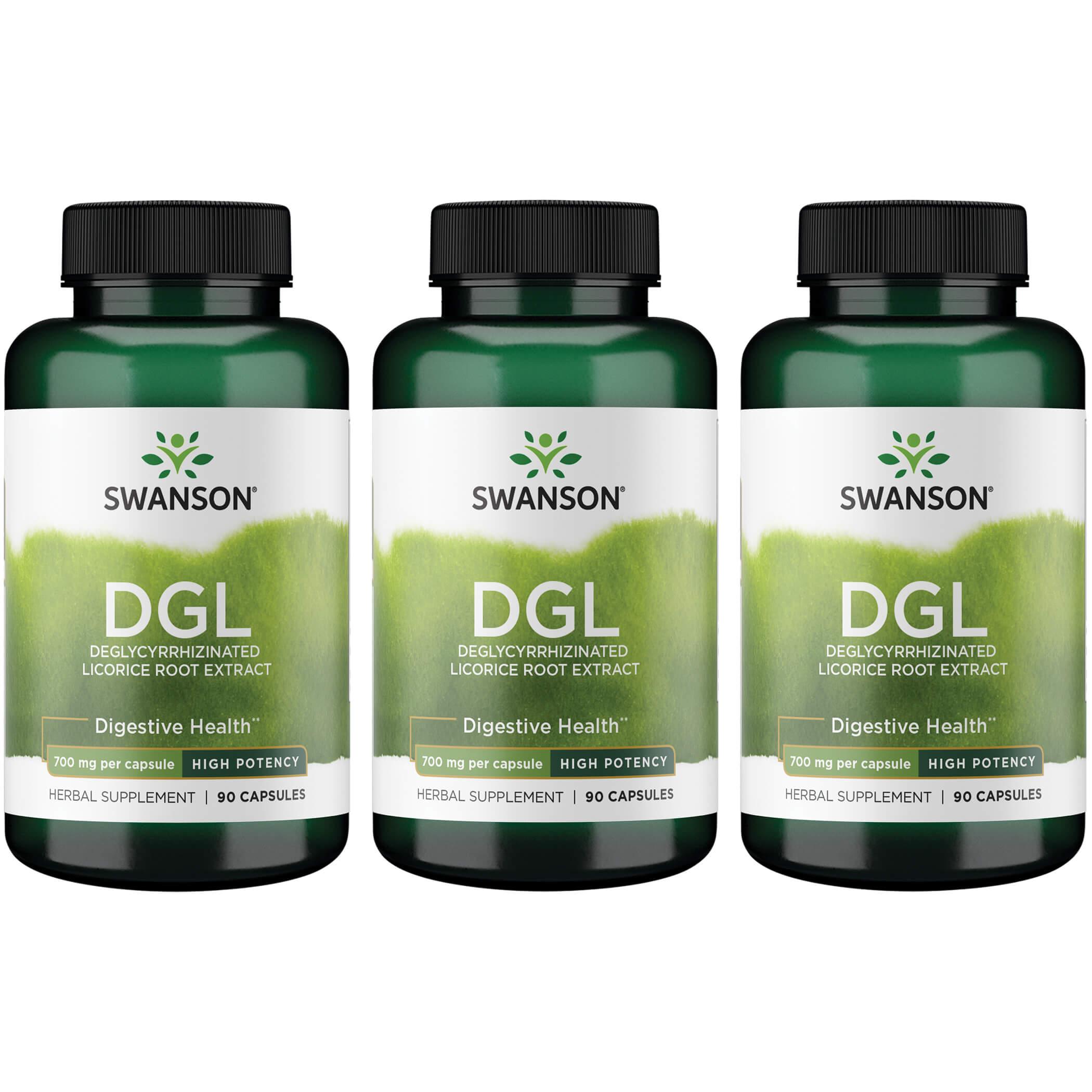 Swanson Superior Herbs Dgl Deglycyrrhizinated Licorice Root Extract - High Potency 3 Pack Vitamin 700 mg 90 Caps