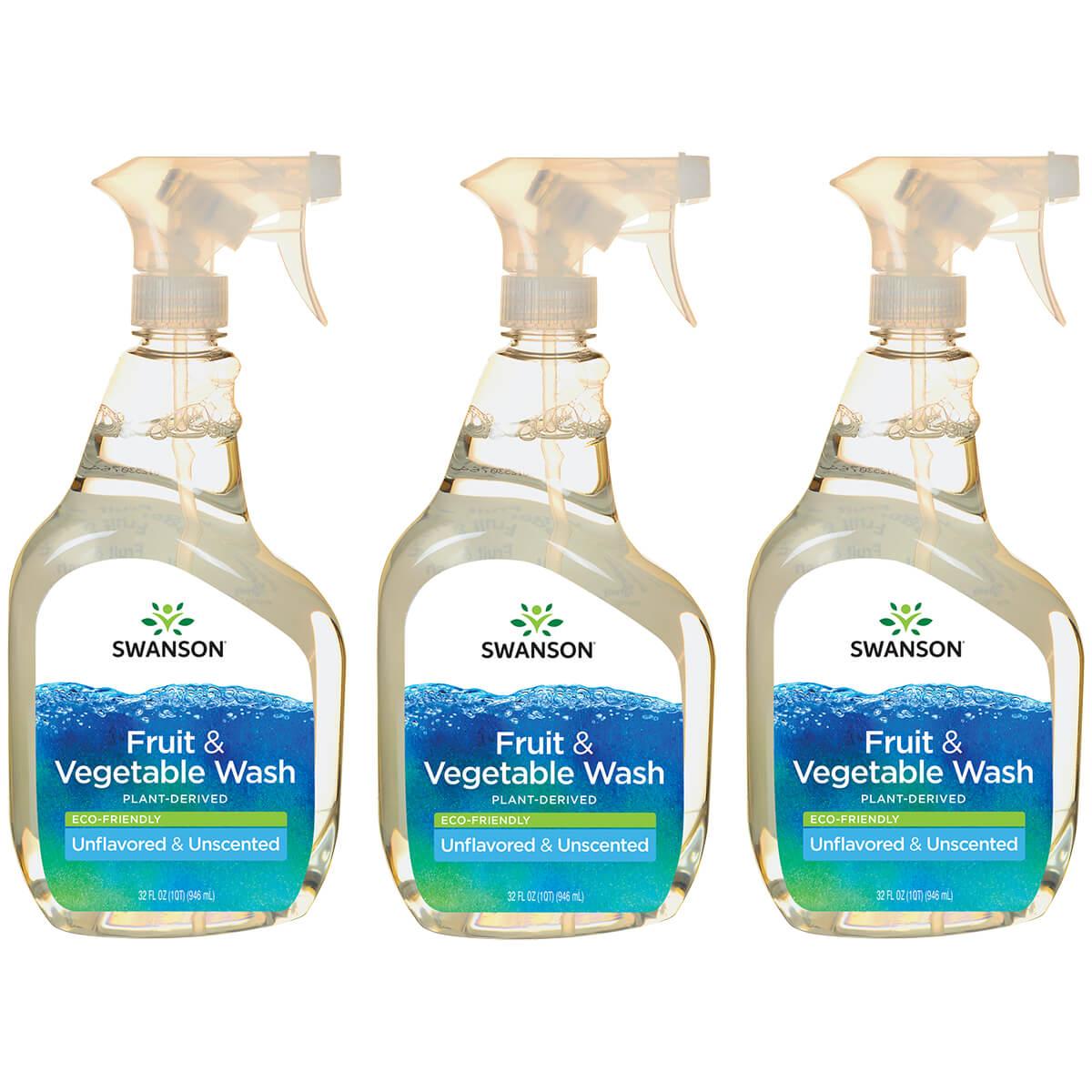 Swanson Healthy Home Fruit & Vegetable Wash - Eco-Friendly Unflavored Unscented 3 Pack 32 fl oz Liquid