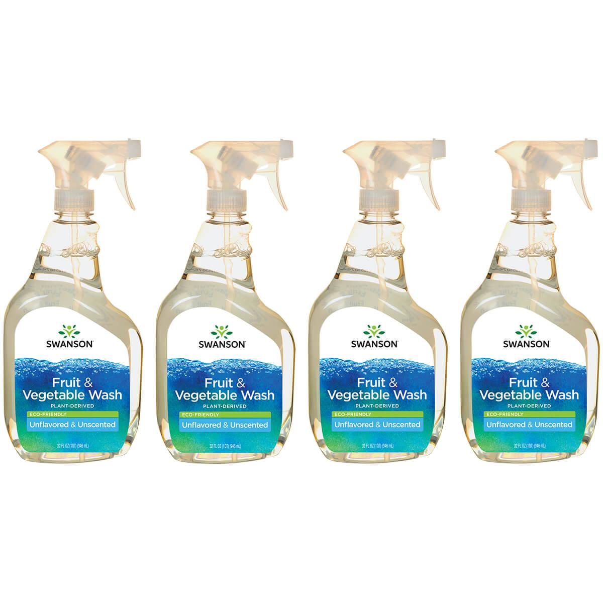Swanson Healthy Home Fruit & Vegetable Wash - Eco-Friendly Unflavored Unscented 4 Pack 32 fl oz Liquid