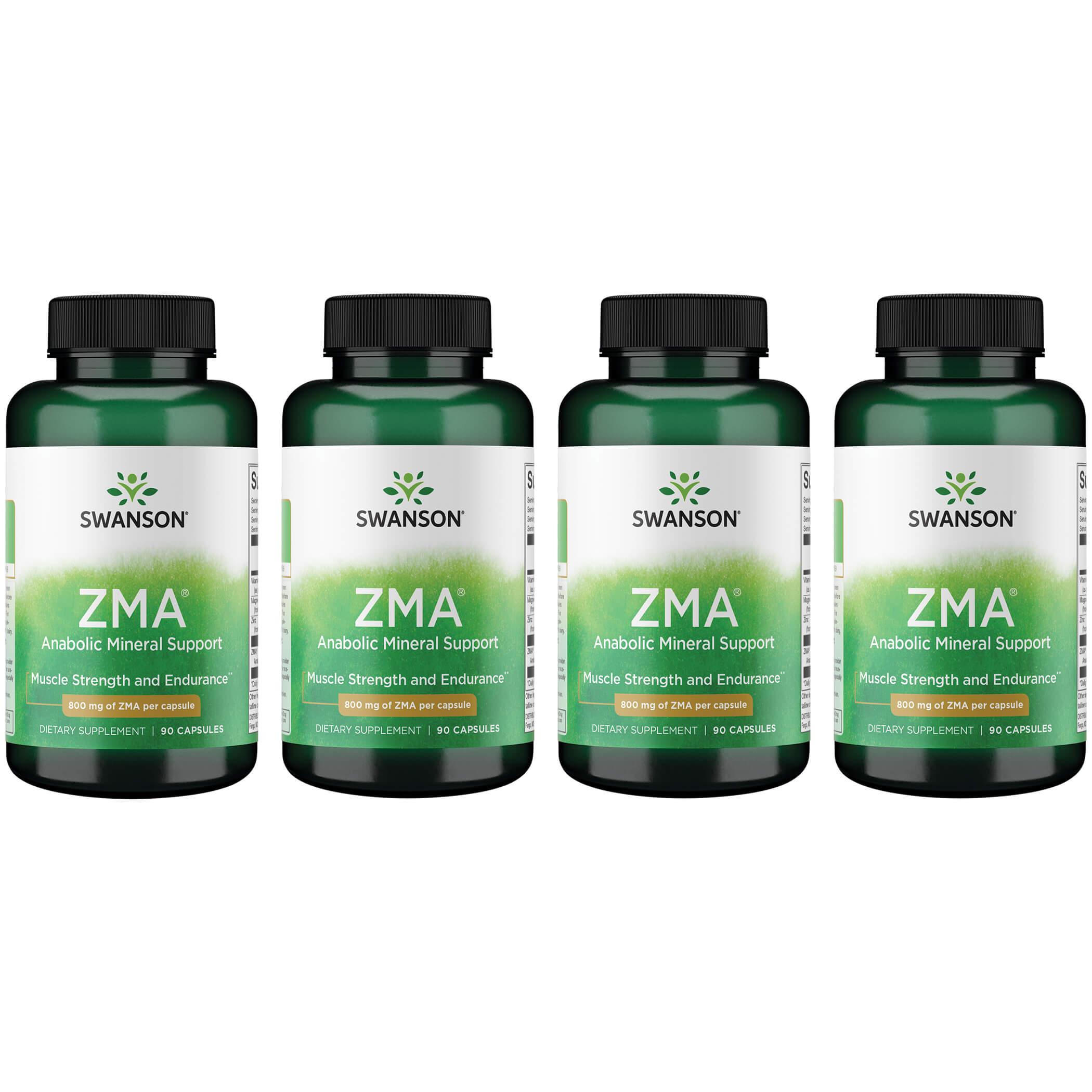 Swanson Ultra Zma Anabolic Mineral Support 4 Pack Vitamin 800 mg 90 Caps