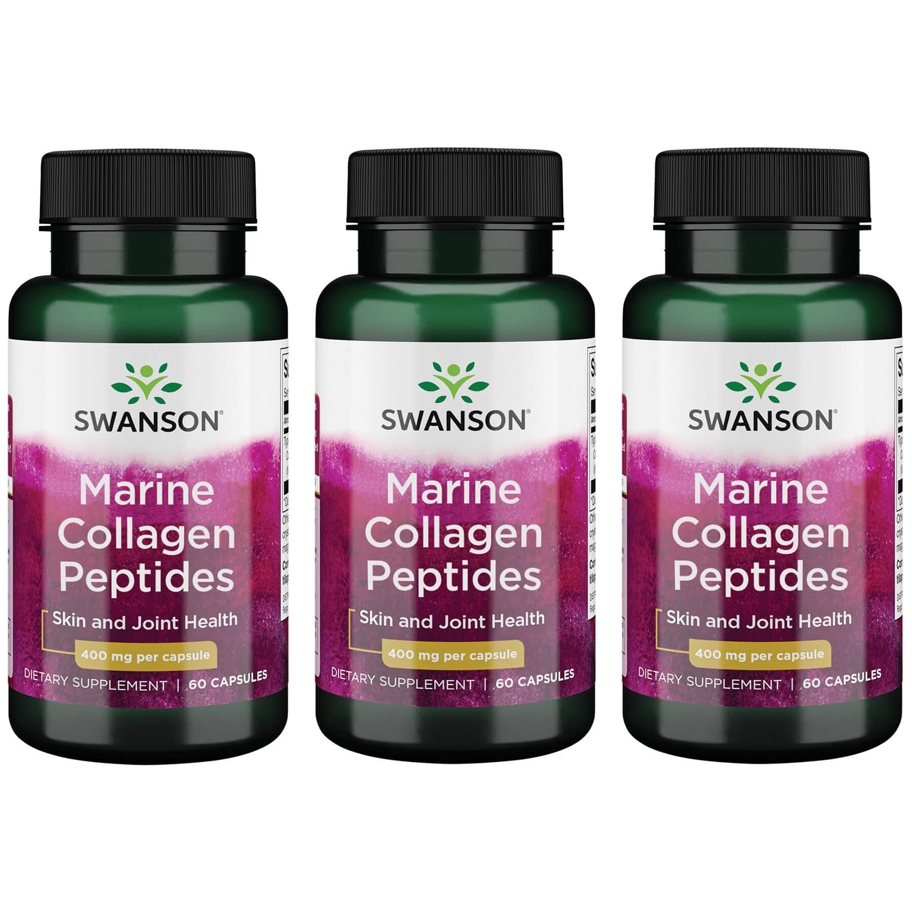 Swanson Ultra Type I Hydrolyzed Marine Collagen Peptides 3 Pack Supplement Vitamin 400 mg 60 Caps