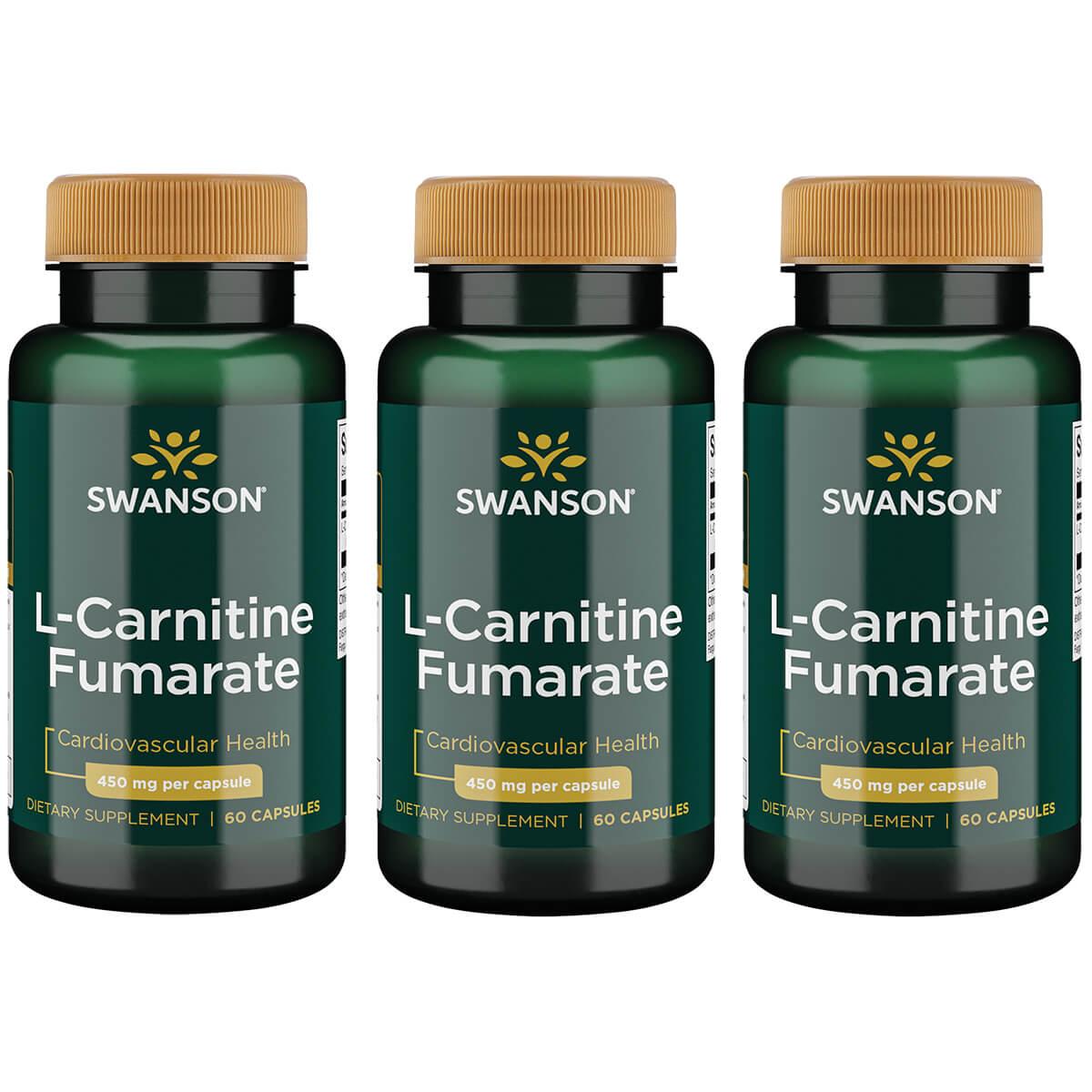 Swanson Ultra L-Carnitine Fumarate 3 Pack Supplement Vitamin 450 mg 60 Caps Weight Management