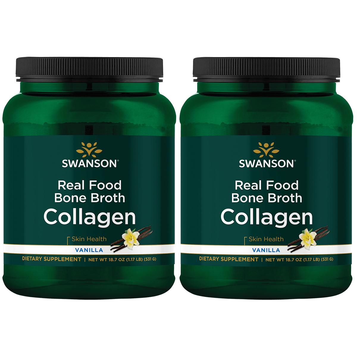 Swanson Ultra Real Food Bone Broth Collagen - Vanilla 2 Pack Supplement Vitamin 18.7 oz Powder
