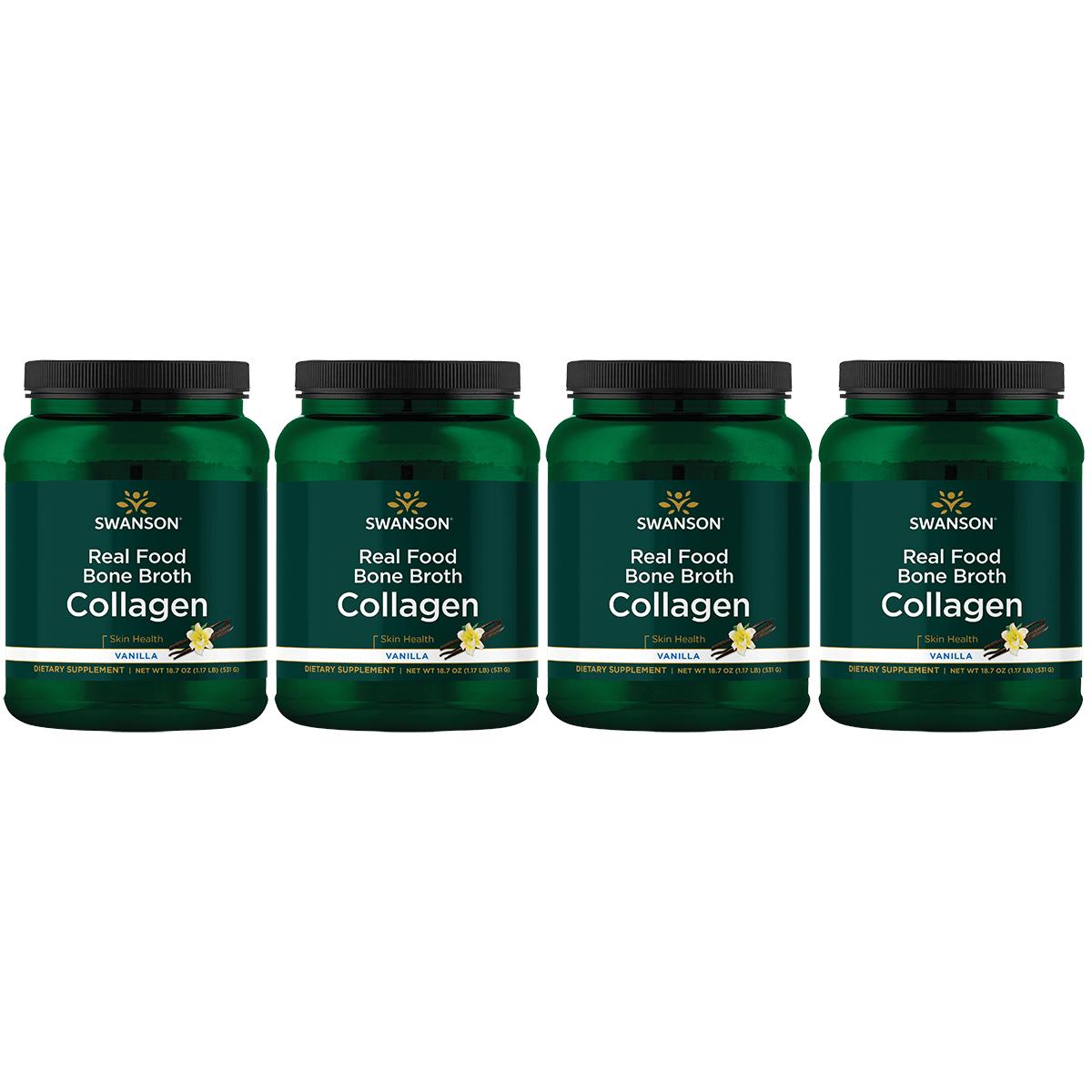 Swanson Ultra Real Food Bone Broth Collagen - Vanilla 4 Pack Supplement Vitamin 18.7 oz Powder