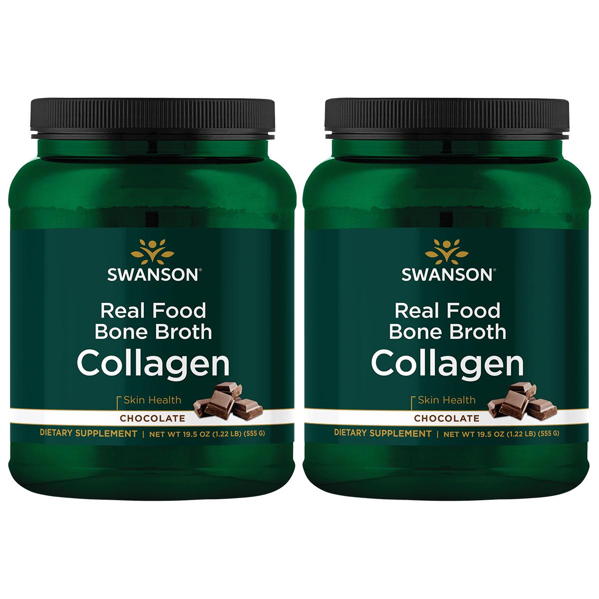 Swanson Ultra Real Food Bone Broth Collagen - Chocolate 2 Pack Supplement Vitamin 19.5 oz Powder