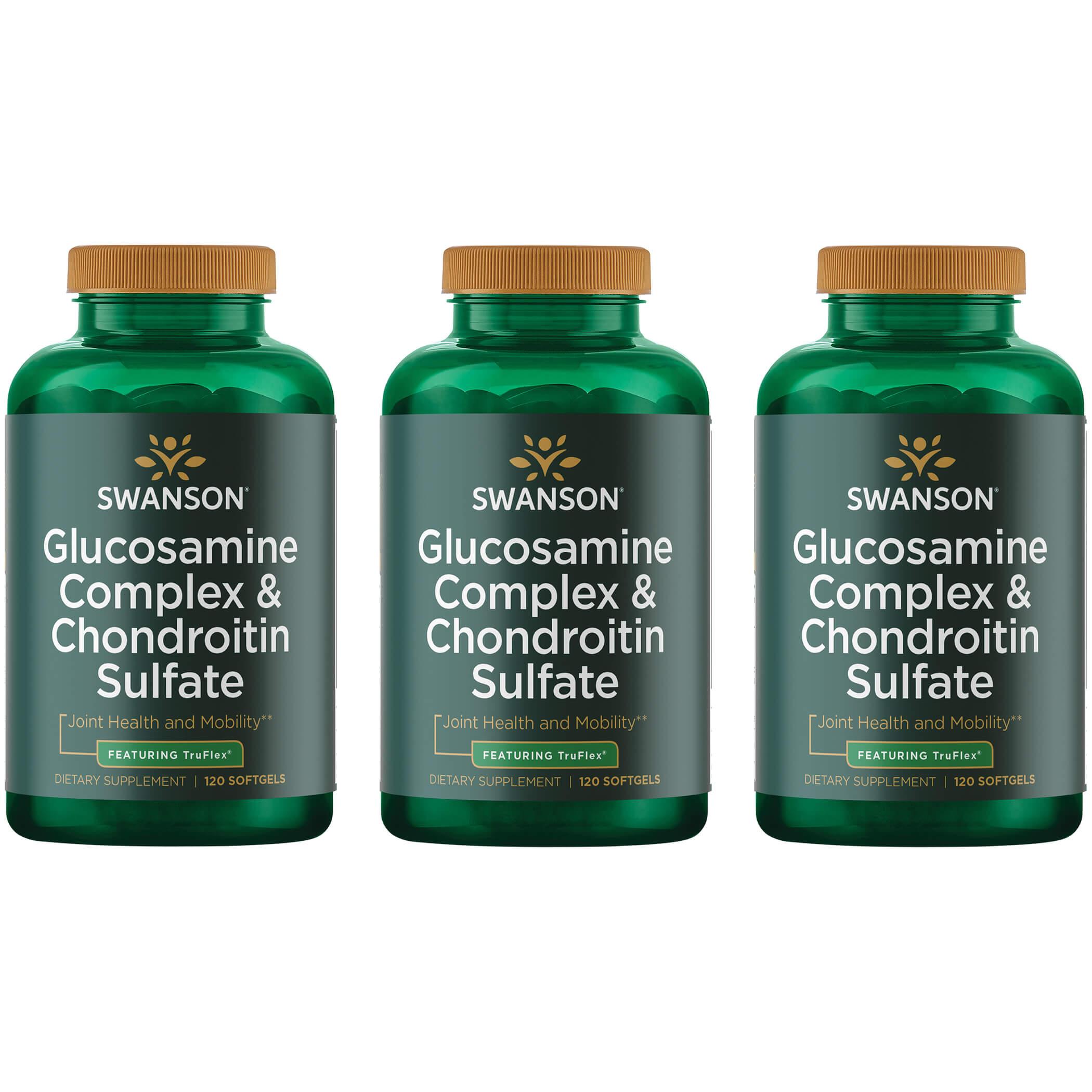 Swanson Ultra Glucosamine Complex & Chondroitin Sulfate - Featuring Truflex 3 Pack Supplement Vitamin 120 Soft Gels