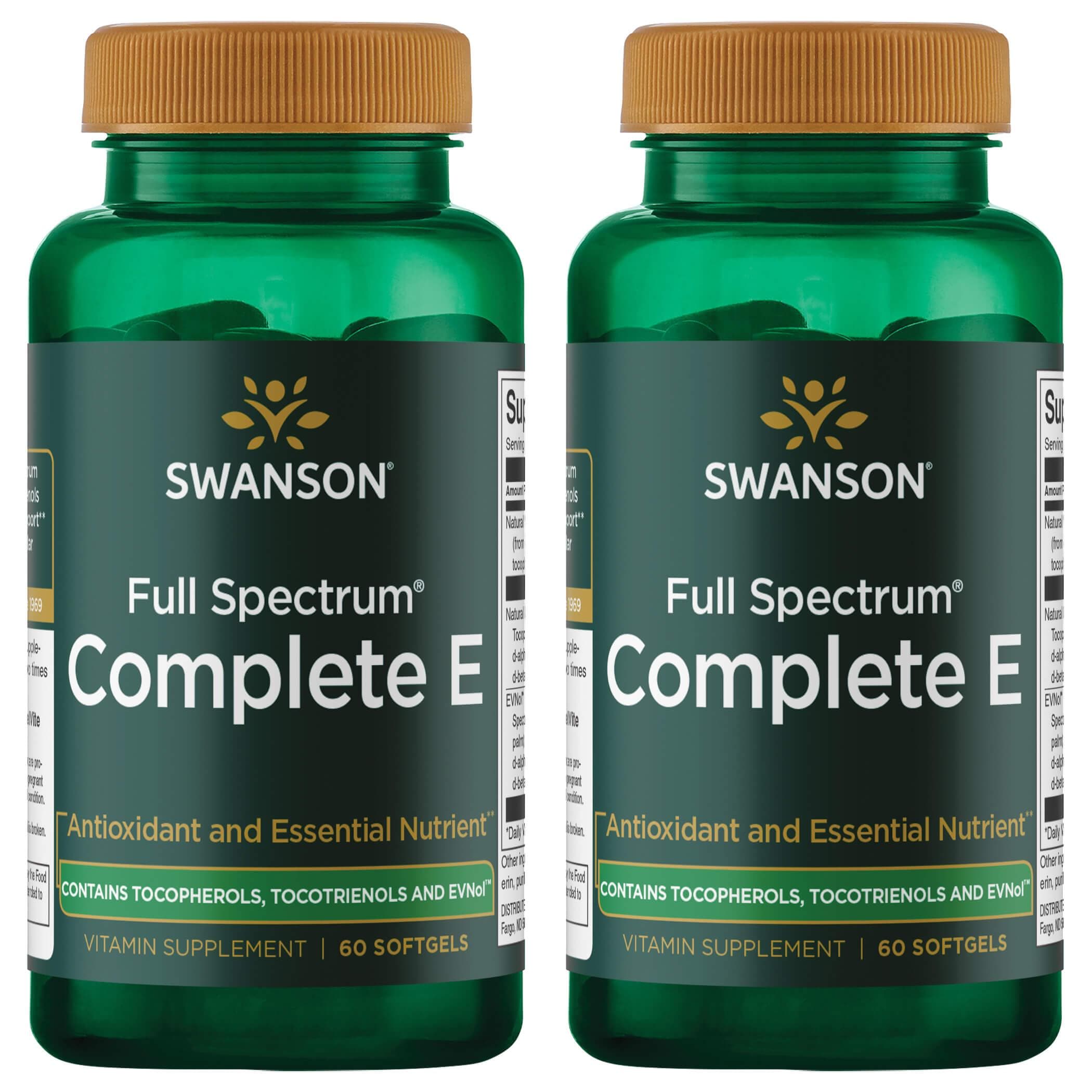 Swanson Ultra Full Spectrum Complete E Contain Tocopherols, Tocotrienols & Envol 2 Pack Vitamin 60 Soft Gels Vitamin E