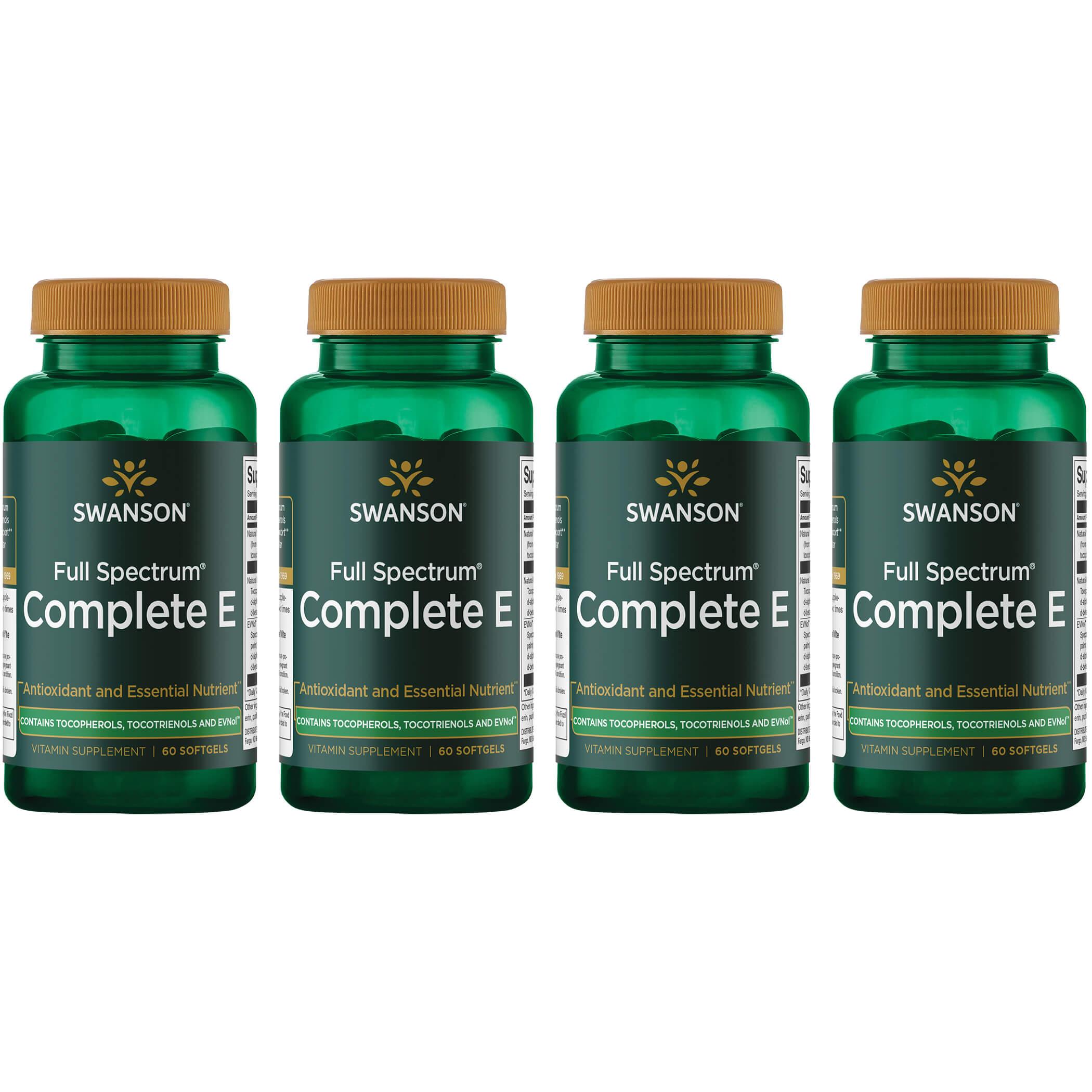 Swanson Ultra Full Spectrum Complete E Contain Tocopherols, Tocotrienols & Envol 4 Pack Vitamin 60 Soft Gels Vitamin E