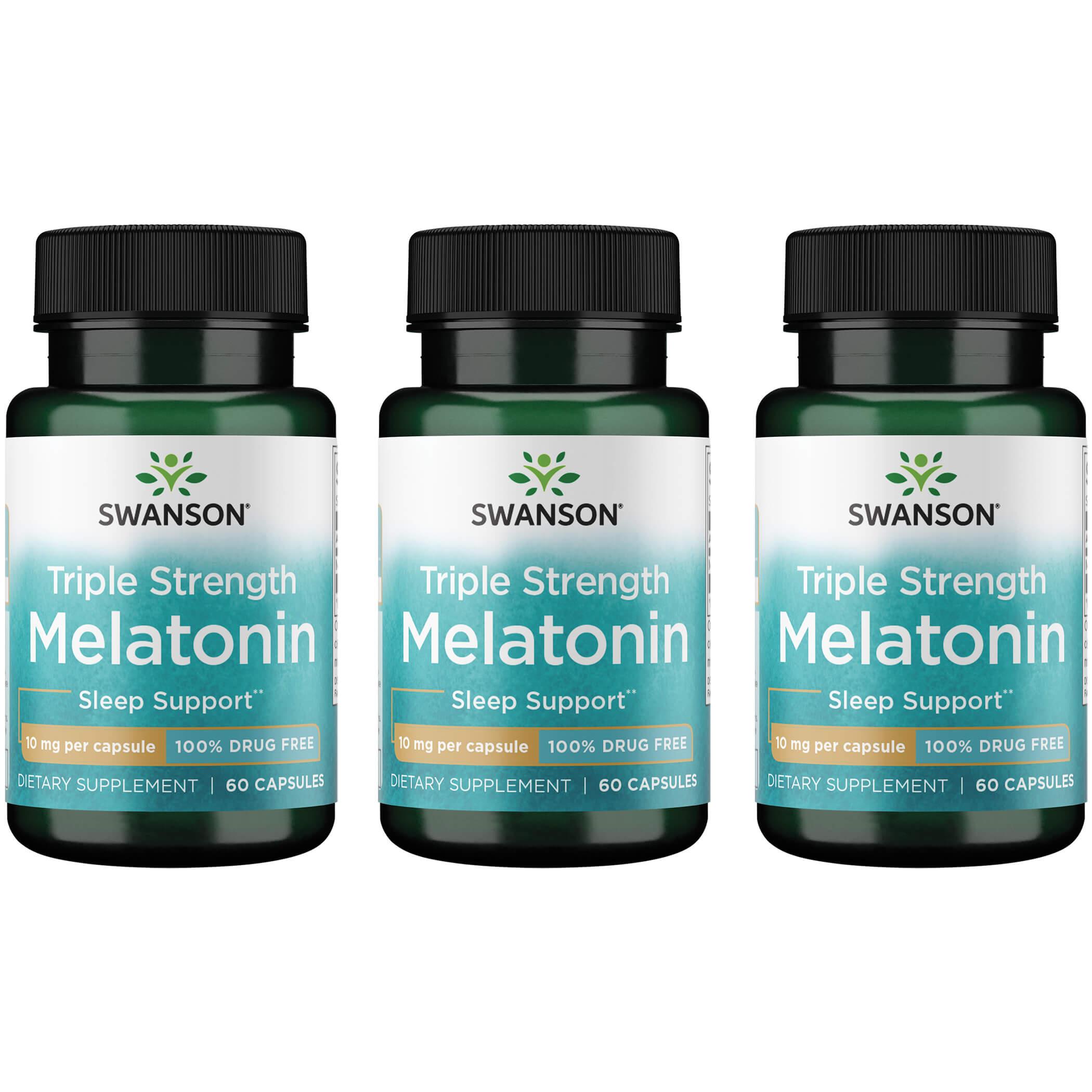 Swanson Ultra Triple Strength Melatonin 3 Pack Supplement Vitamin 10 mg 60 Caps