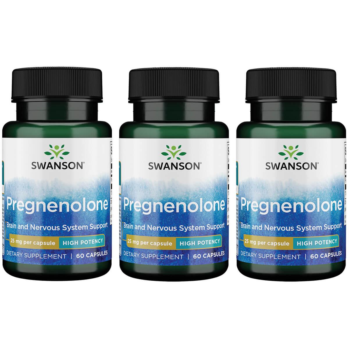 Swanson Ultra Pregnenolone - High Potency 3 Pack Supplement Vitamin 25 mg 60 Caps