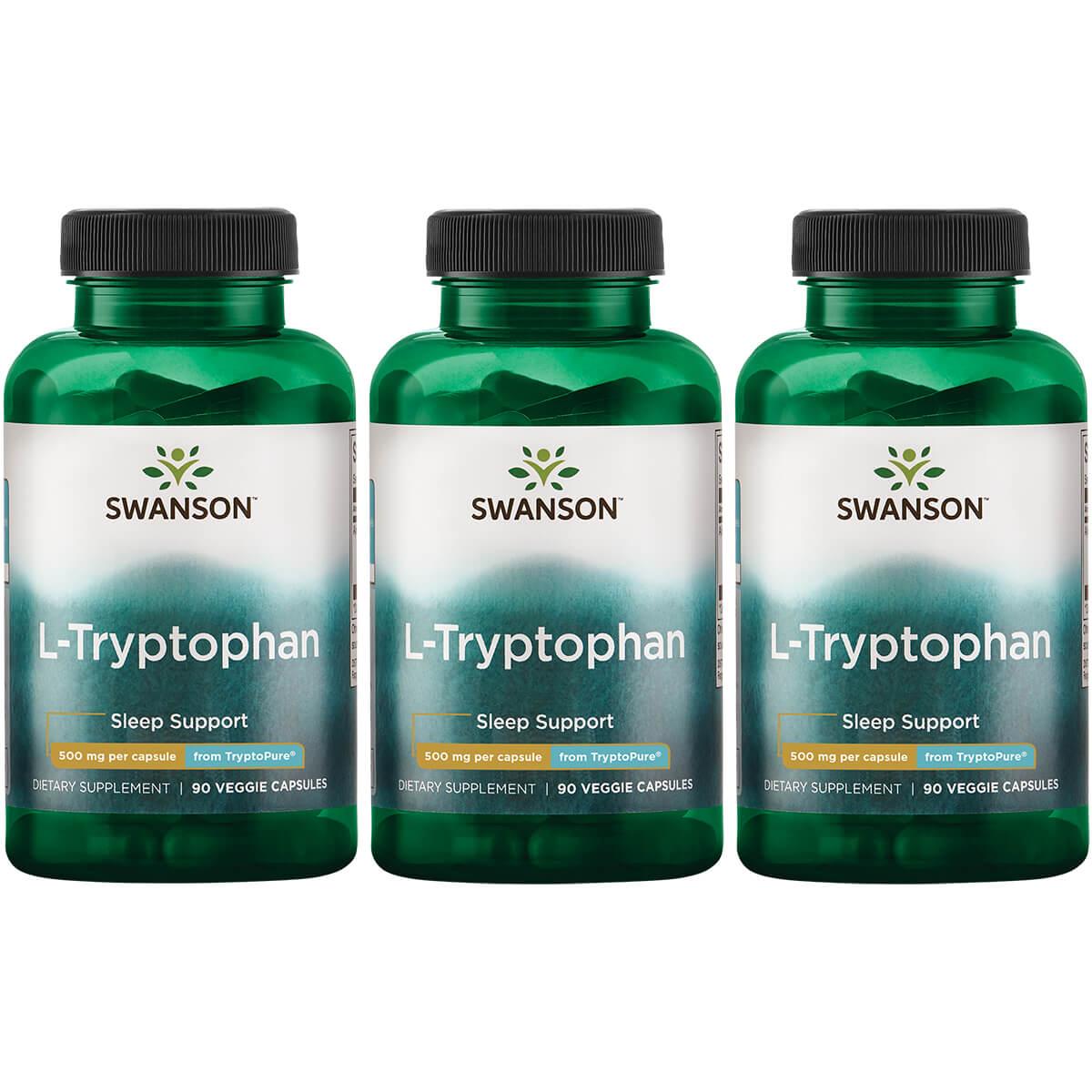 Swanson Ultra L-Tryptophan from Tryptopure 3 Pack Supplement Vitamin 500 mg 90 Veg Caps