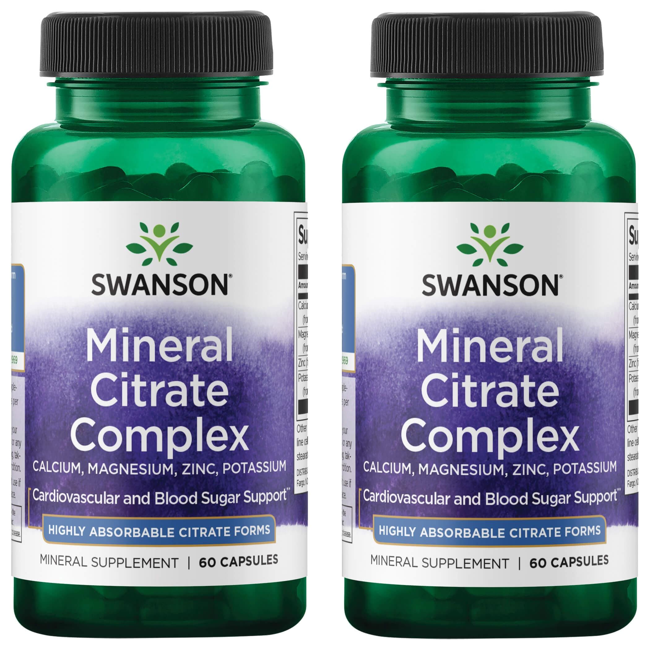 Swanson Ultra Mineral Citrate Complex - Calcium, Magnesium, Zinc, Potassium 2 Pack Vitamin 60 Caps