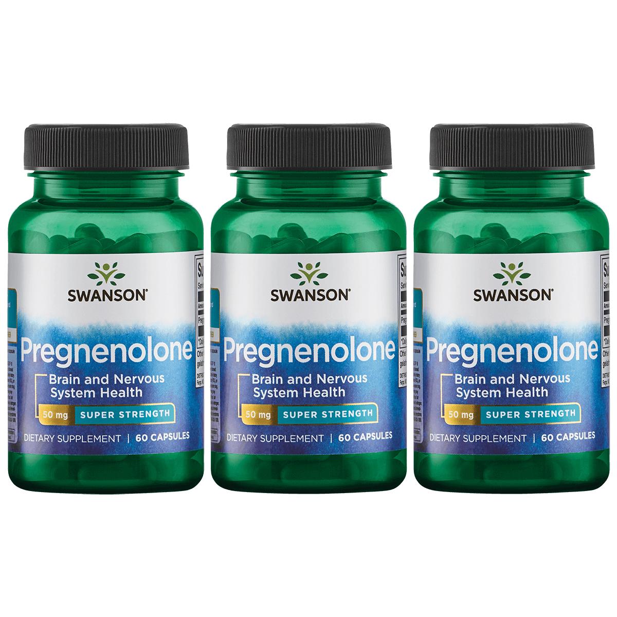 Swanson Ultra Pregnenolone - Super Strength 3 Pack Supplement Vitamin 50 mg 60 Caps