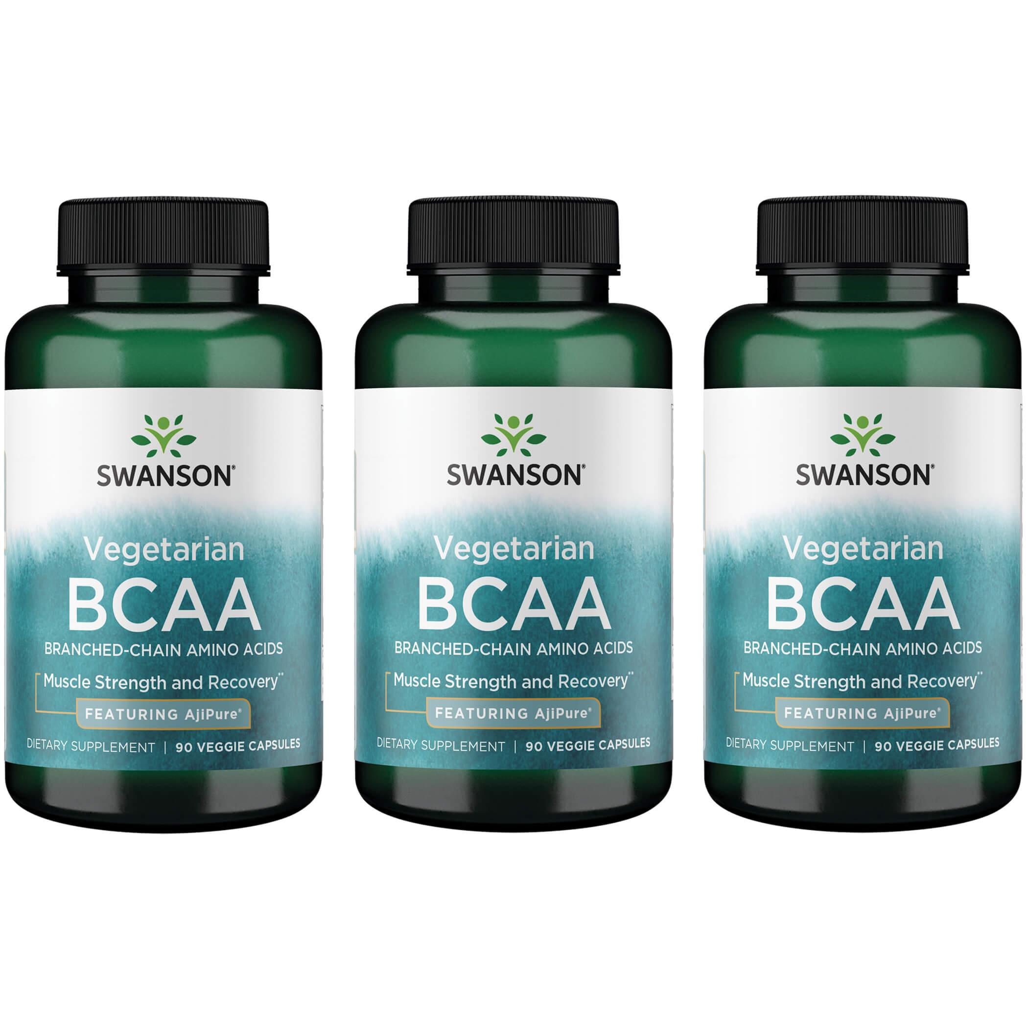 Swanson Ultra Vegetarian Bcaa - Featuring Ajipure 3 Pack Supplement Vitamin 90 Veg Caps