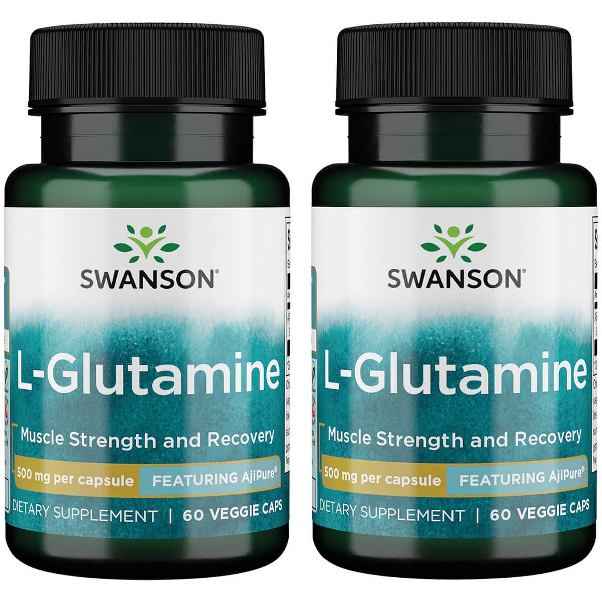 Swanson Ultra L-Glutamine - Featuring Ajipure 2 Pack Vitamin 500 mg 60 Veg Caps