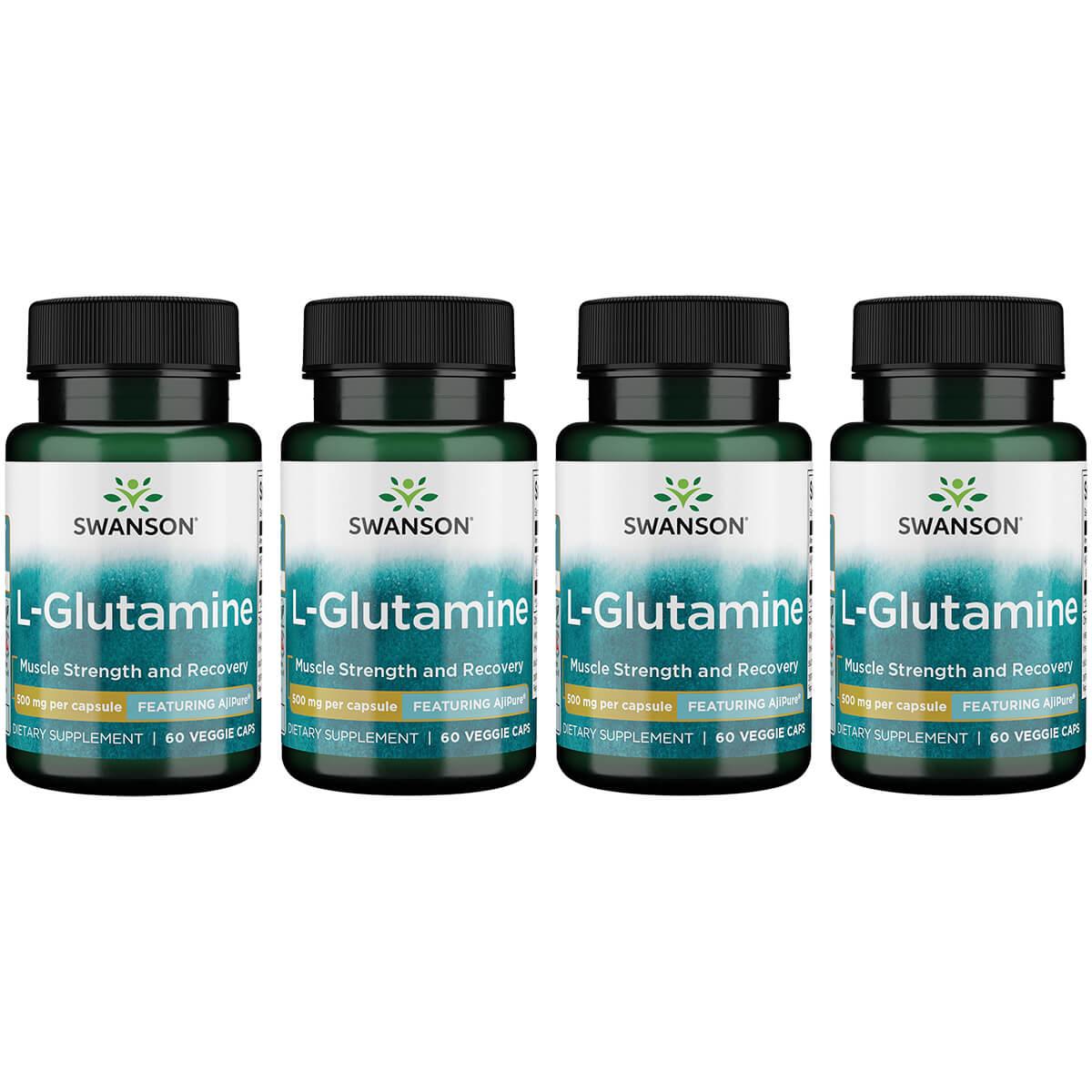 Swanson Ultra L-Glutamine - Featuring Ajipure 4 Pack Vitamin 500 mg 60 Veg Caps