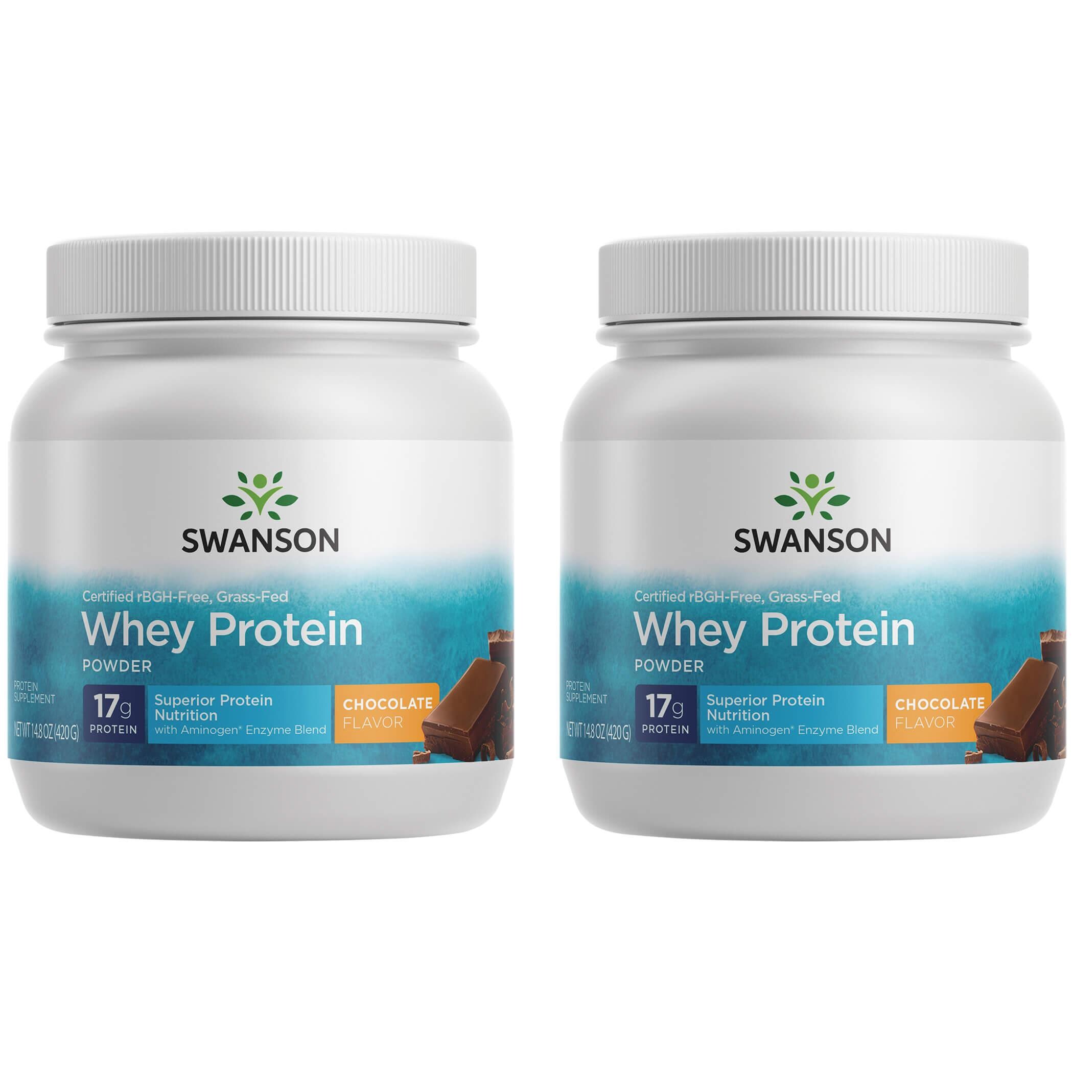 Swanson Ultra Certified rbgh-Free Grass-Fed Whey Protein Powder - Chocolate 2 Pack 14.8 oz Powder