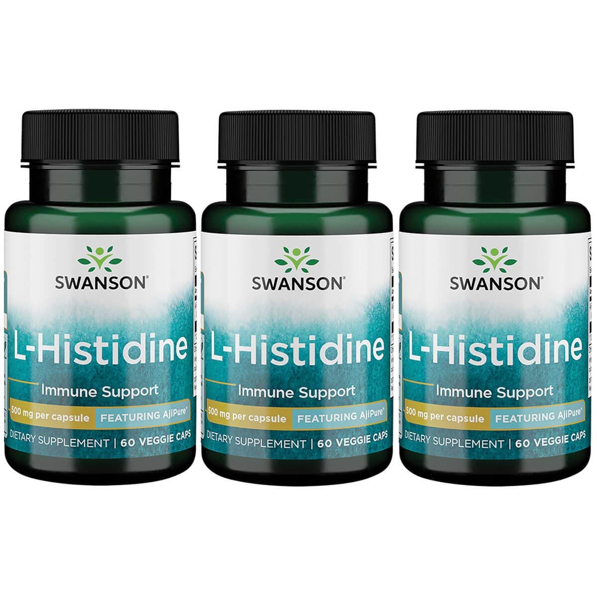 Swanson Ultra L-Histidine - Featuring Ajipure 3 Pack Vitamin 500 mg 60 Veg Caps