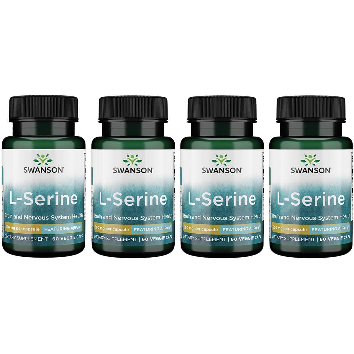 Swanson Ultra L-Serine - Featuring Ajipure 4 Pack Vitamin 500 mg 60 Veg Caps