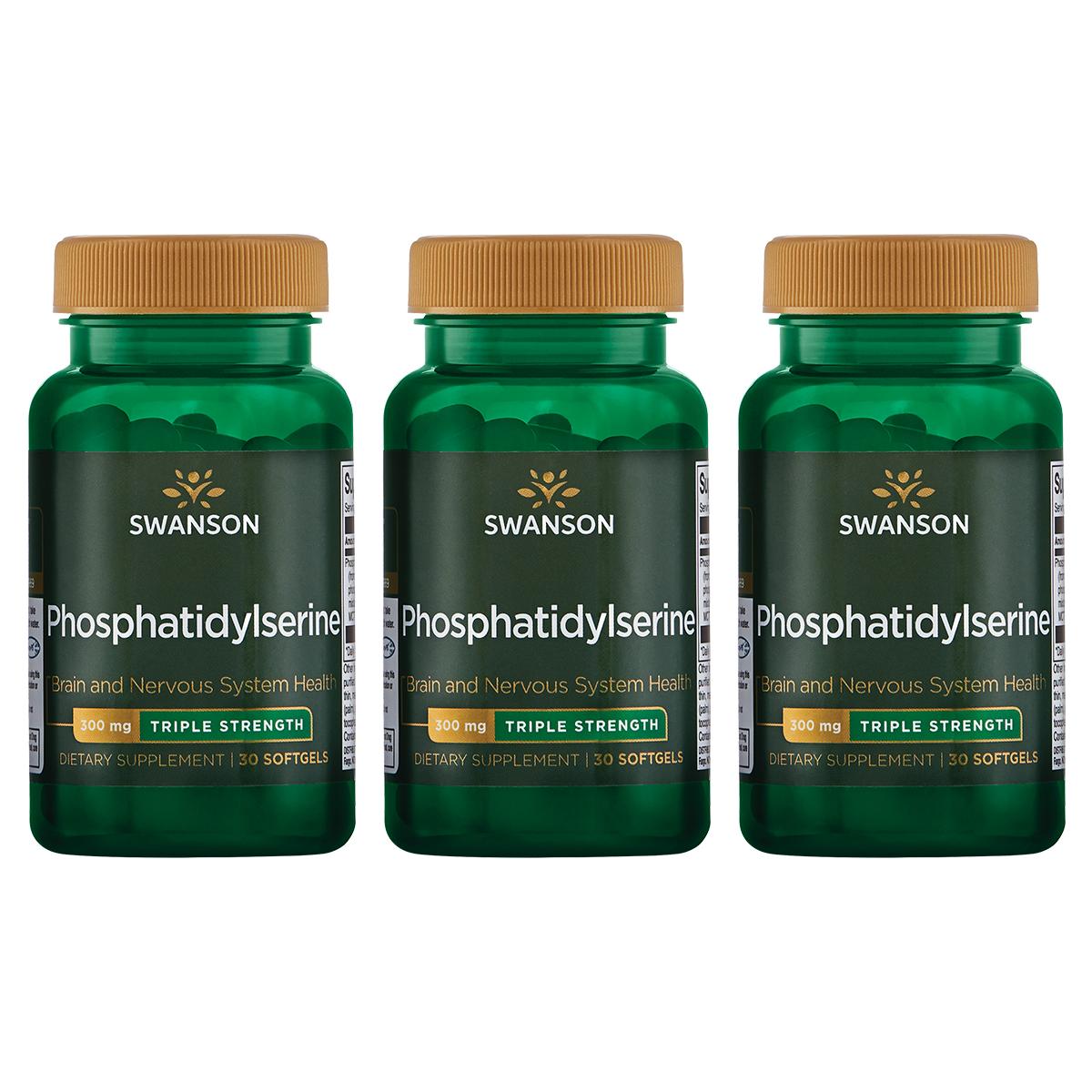 Swanson Ultra Phosphatidylserine - Triple Strength 3 Pack Supplement Vitamin 300 mg 30 Soft Gels