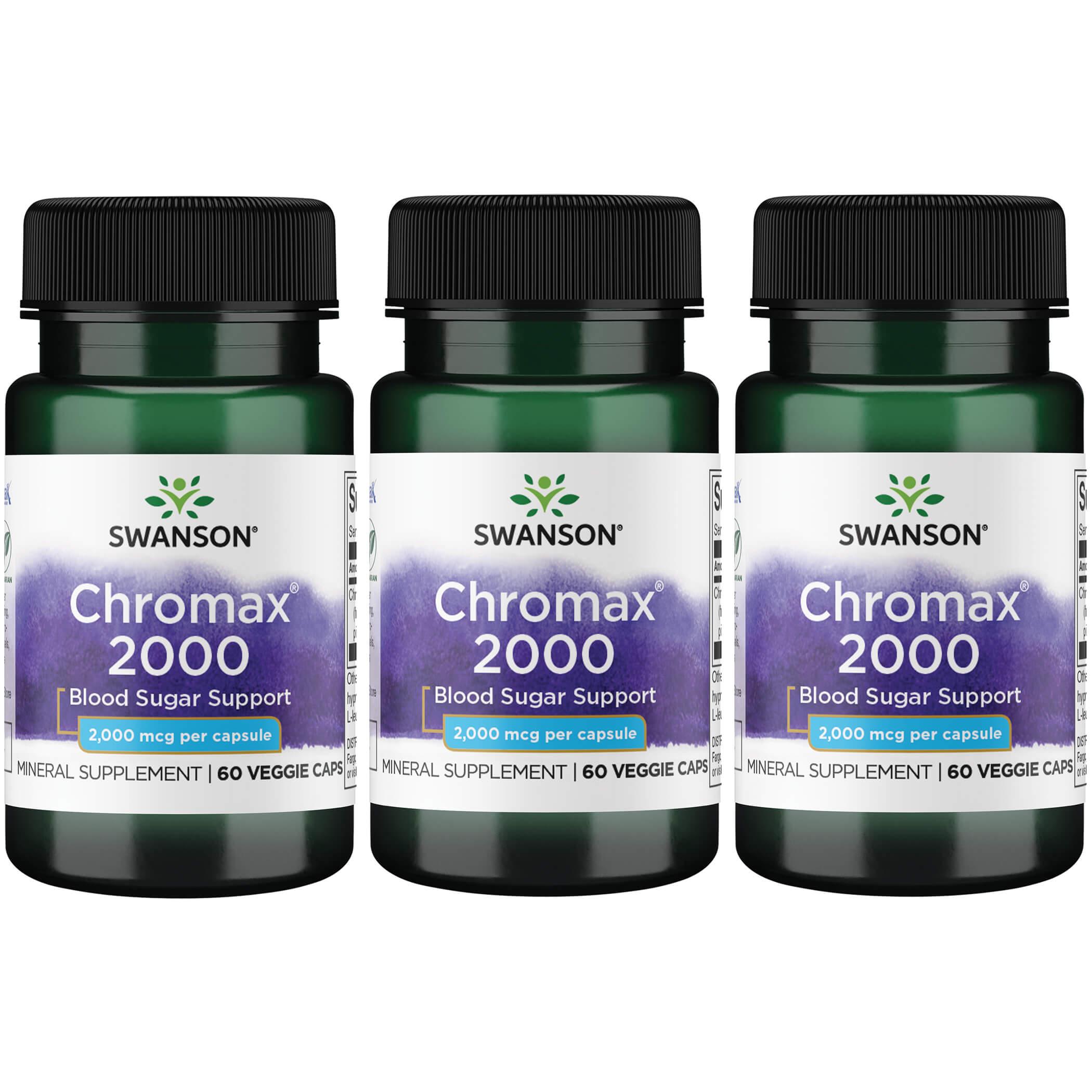 Swanson Ultra Chromax 2000 3 Pack Vitamin 2000 mcg 60 Veg Caps