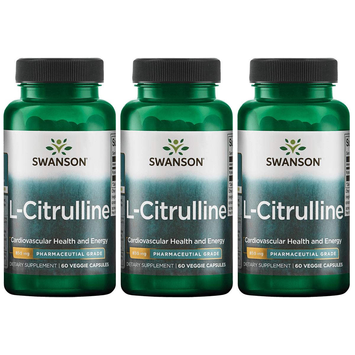 Swanson Ultra L-Citrulline - Pharmaceutical Grade 3 Pack Vitamin 850 mg 60 Veg Caps