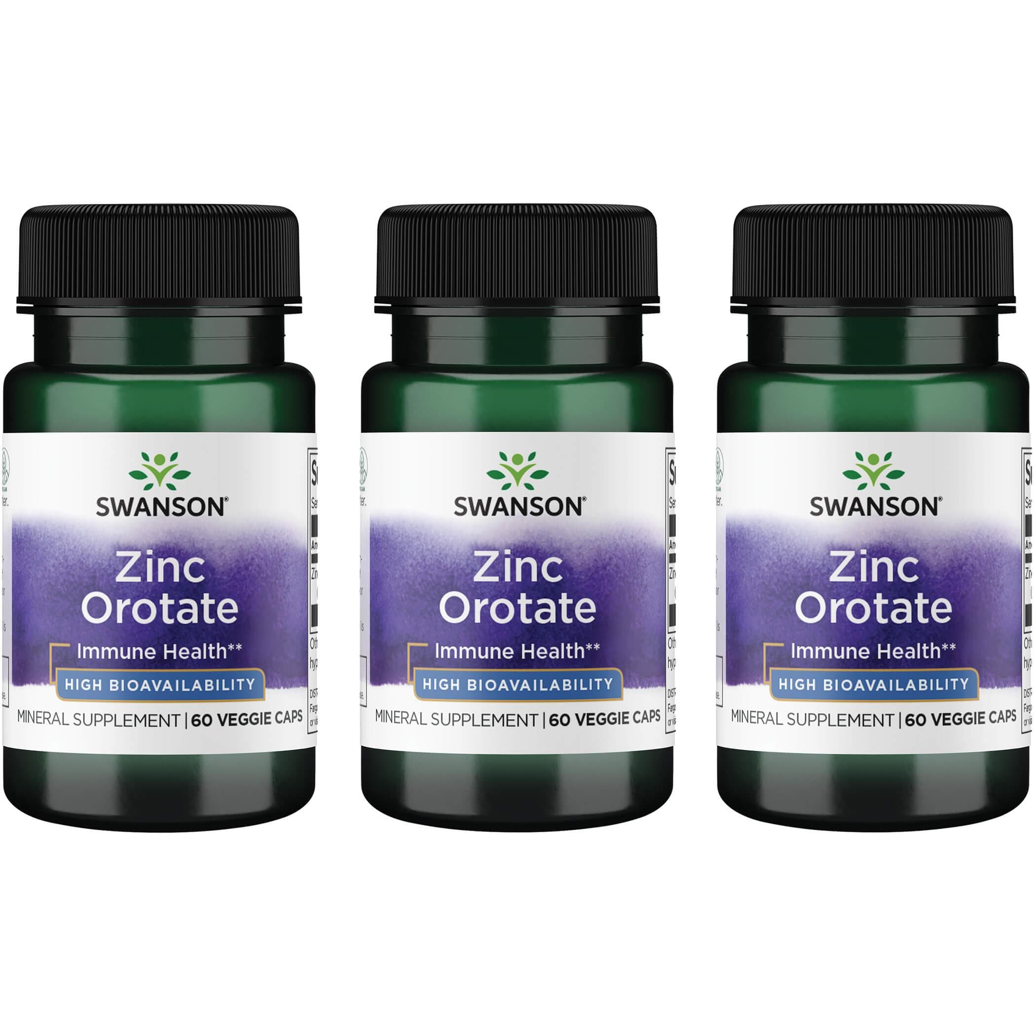 Swanson Ultra Zinc Orotate - High Bioavailability 3 Pack Vitamin 10 mg 60 Veg Caps