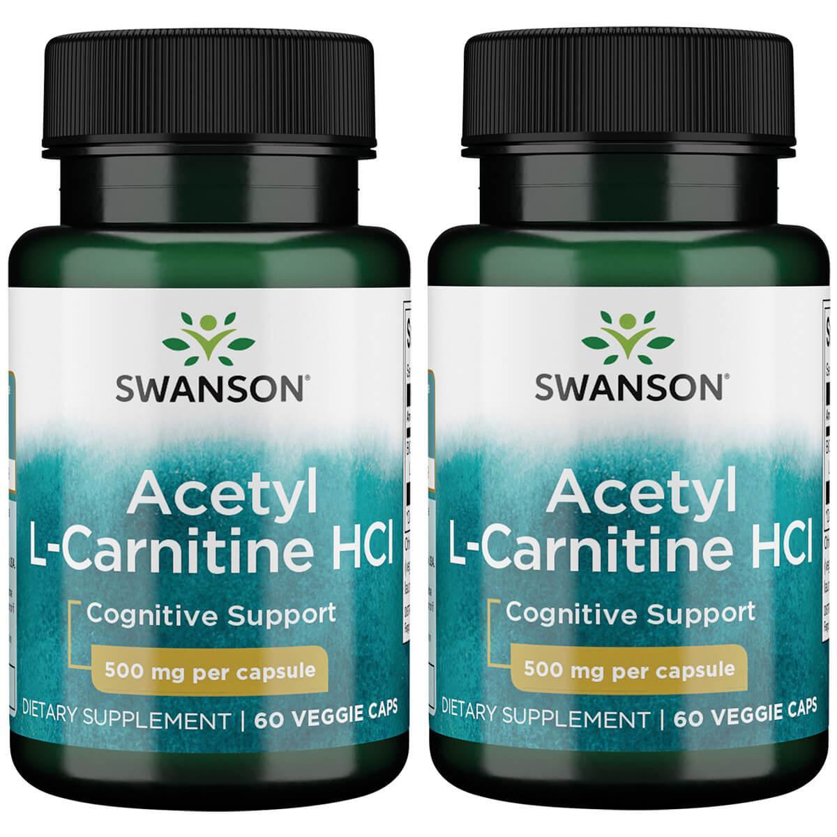 Swanson Ultra Acetyl L-Carnitine Hcl 2 Pack Supplement Vitamin 500 mg 60 Veg Caps