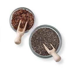 Flax and Chia seeds in bowls