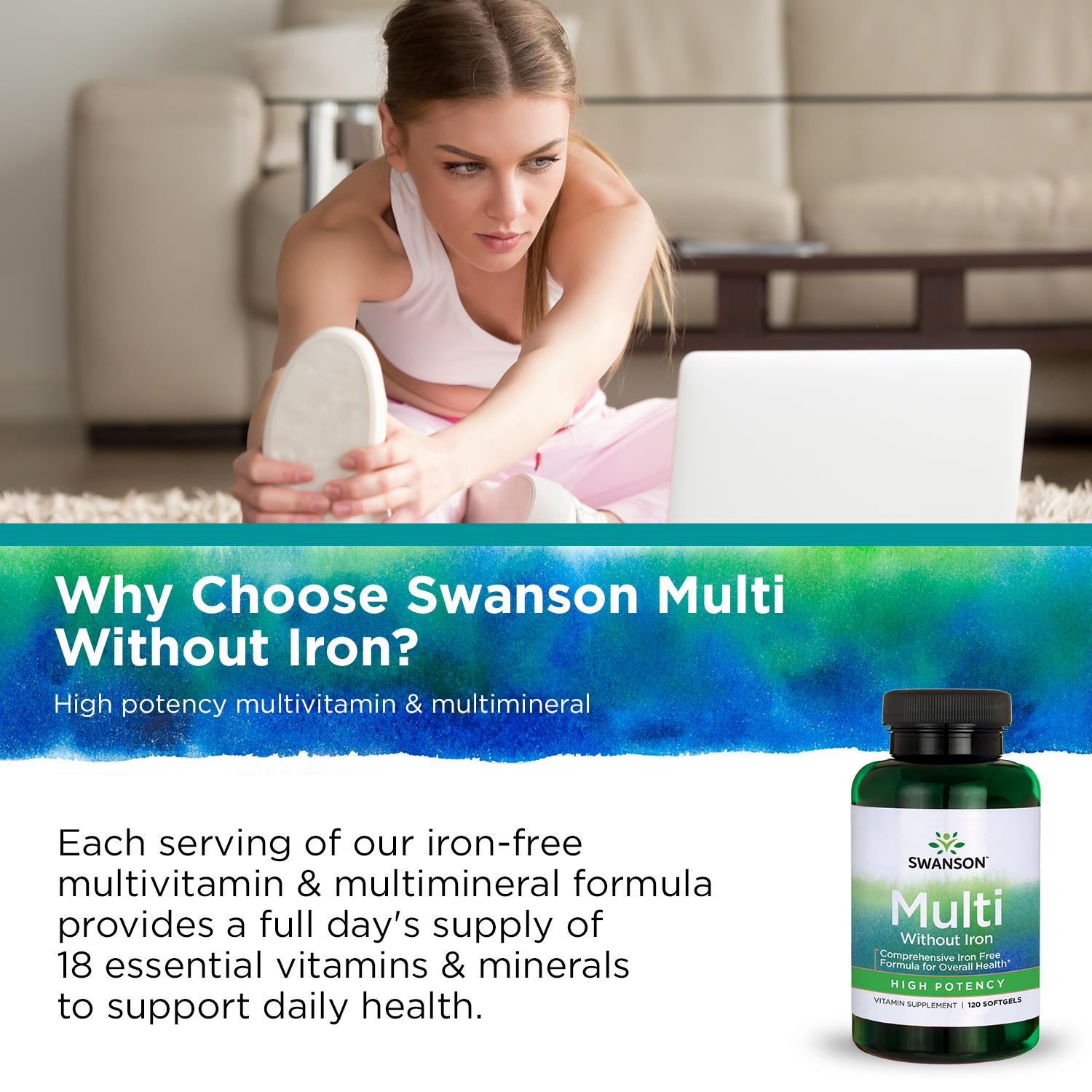 Swanson High Potency Multivitamin Without Iron Softgels, 60 Ct
