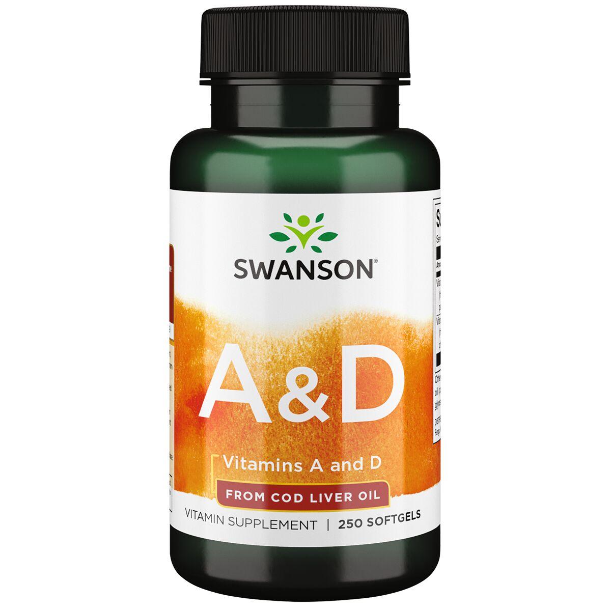 Swanson Premium Vitamins A & D | 250 Soft Gels | Vitamin A