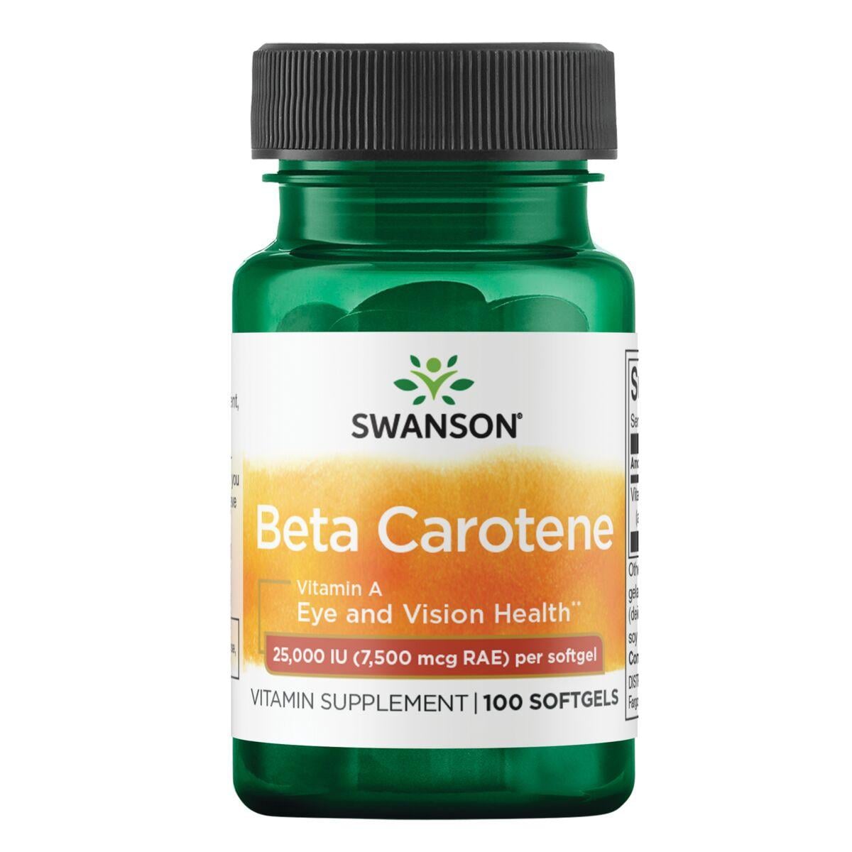 Swanson Premium Beta-Carotene Vitamin | 25000 Iu | 100 Soft Gels | Vitamin A