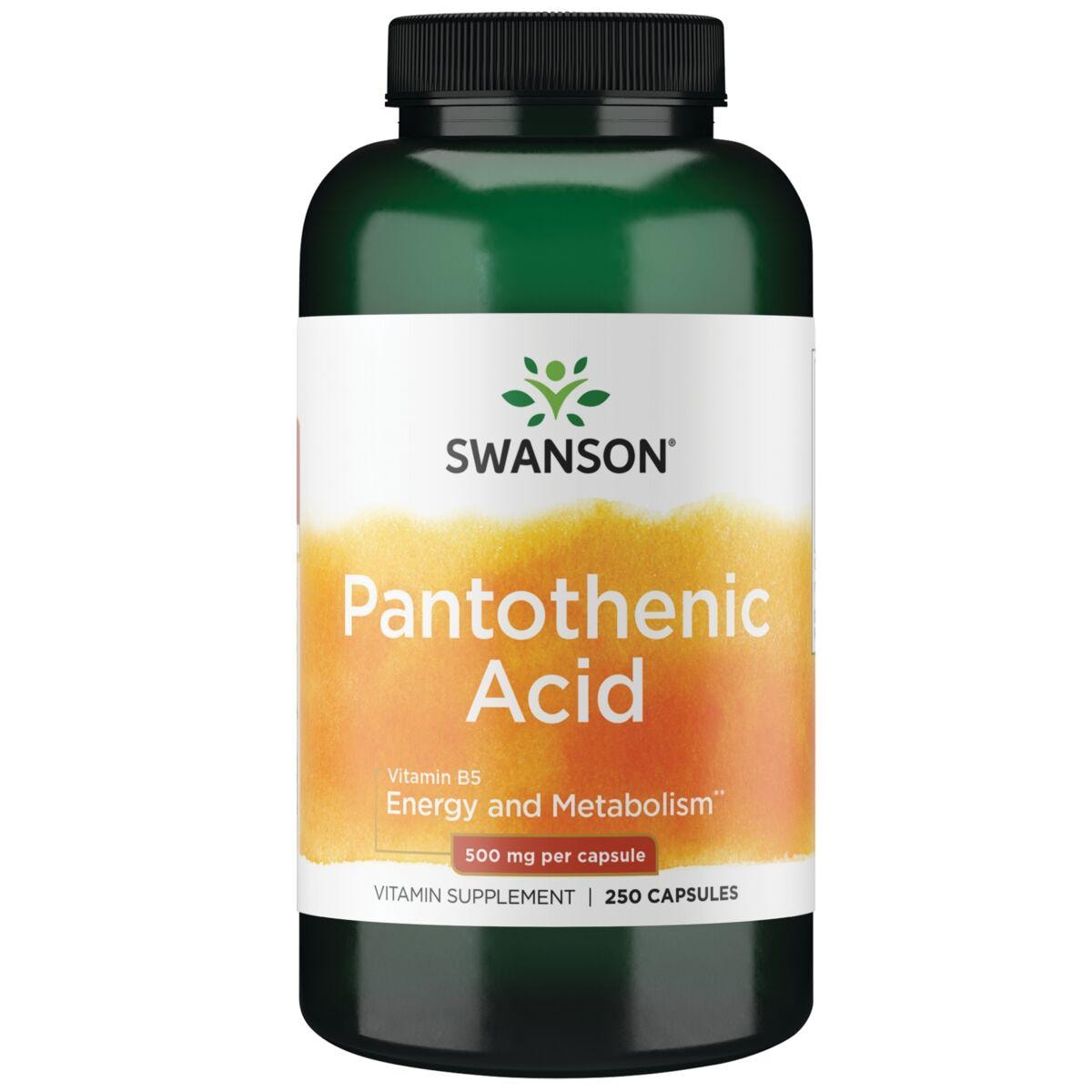 Swanson Premium Pantothenic Acid Vitamin | 500 mg | 250 Caps