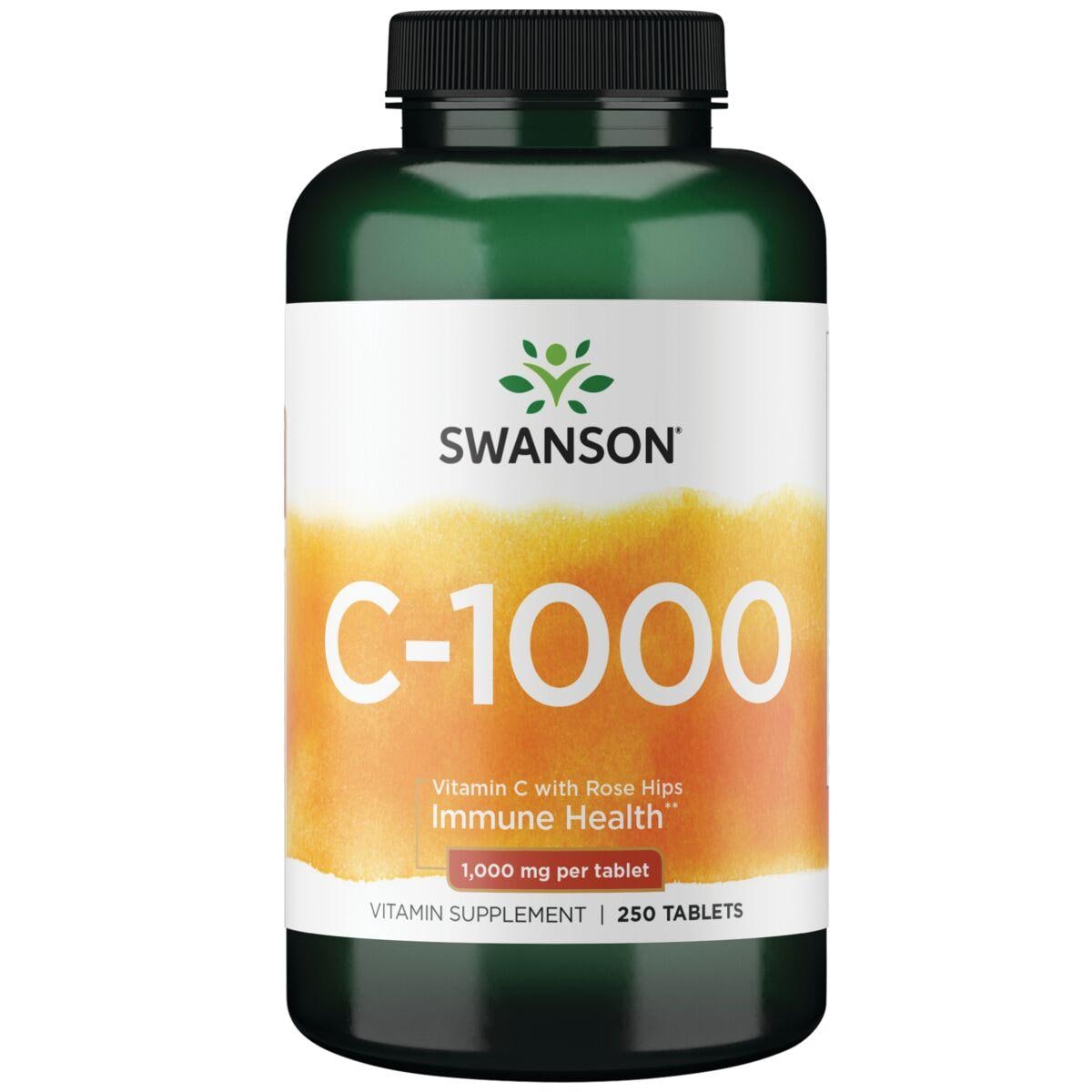 Swanson Premium C-1000 with Rose Hips Vitamin | 1000 mg | 250 Tabs | Vitamin C