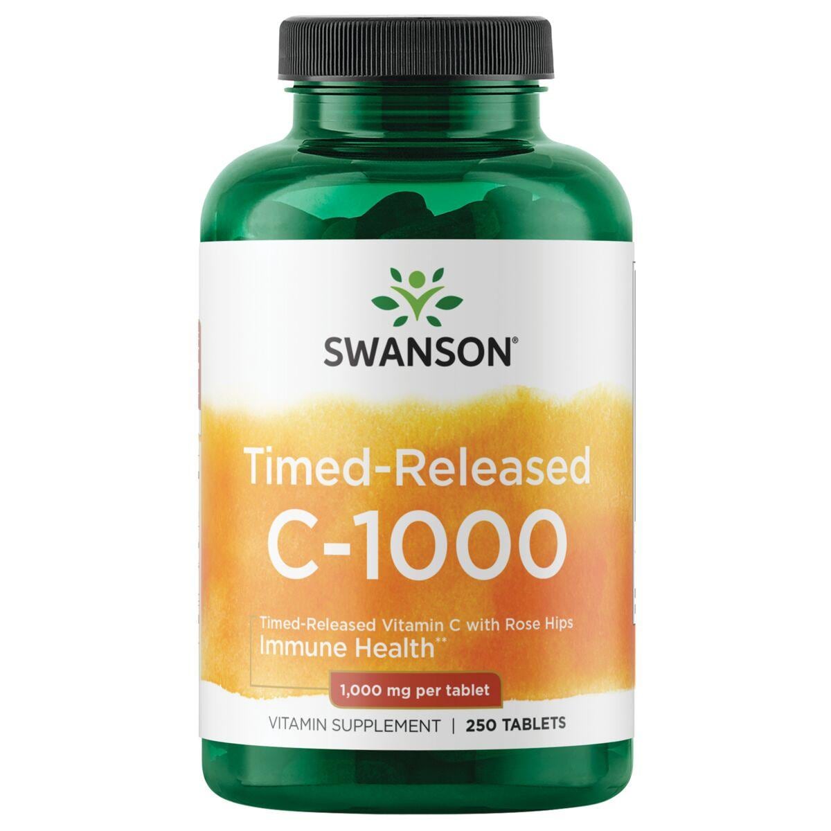 Swanson Premium Time-Released C-1000 with Rose Hips Vitamin | 1000 mg | 250 Tabs | Vitamin C