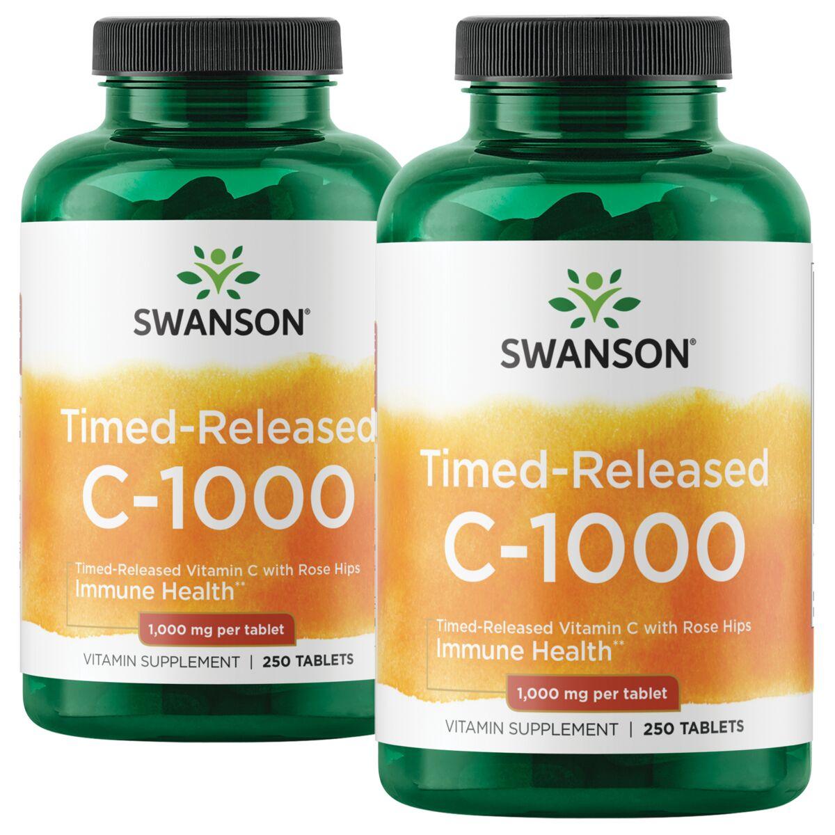 Swanson Premium Time-Released C-1000 with Rose Hips - 2 Pack Vitamin | 1000 mg 2 Pack | Vitamin C