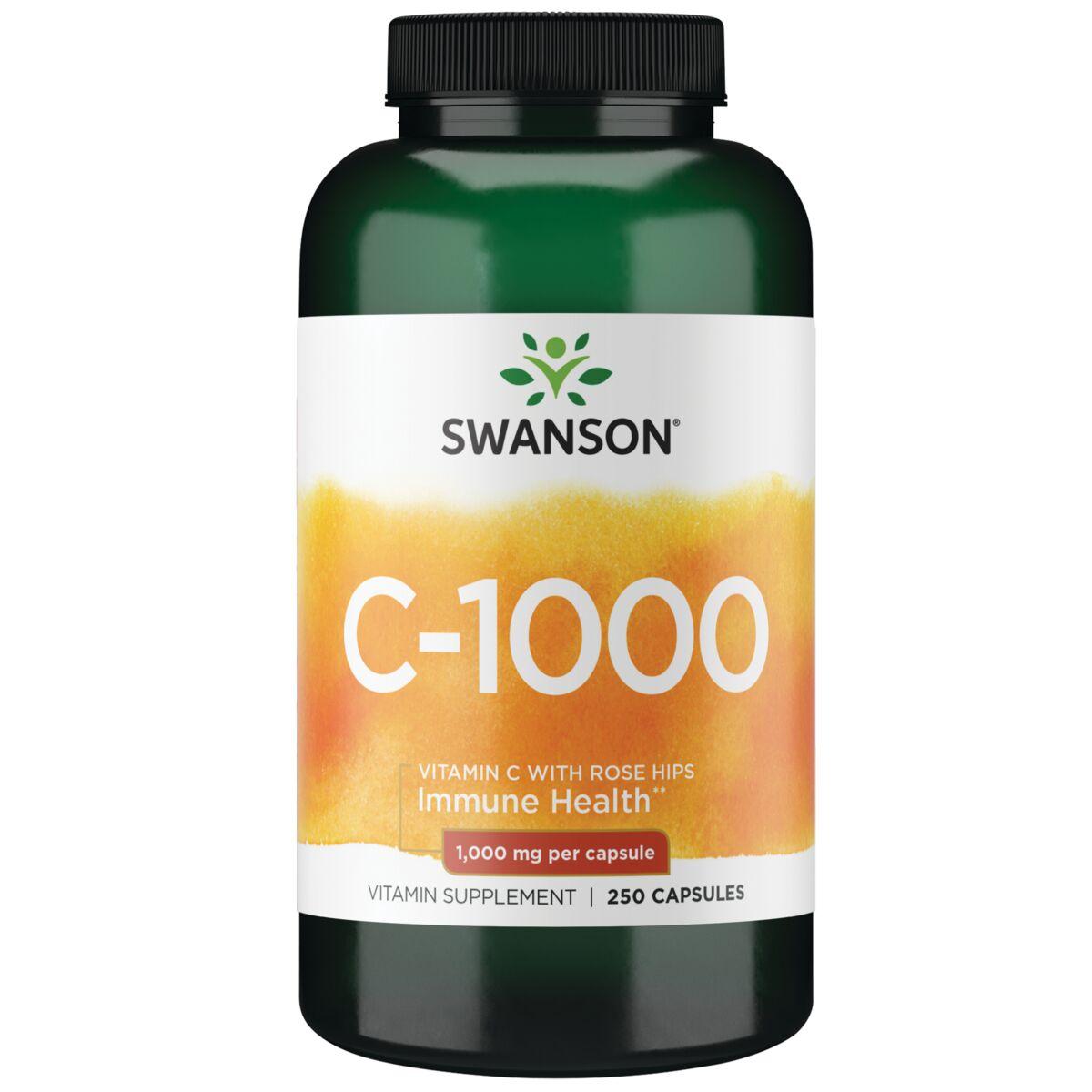 Swanson Premium C-1000 - Vitamin C with Rose Hips | 1000 mg | 250 Caps
