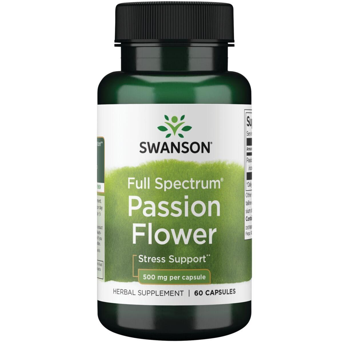Swanson Premium Full Spectrum Passion Flower Vitamin | 500 mg | 60 Caps