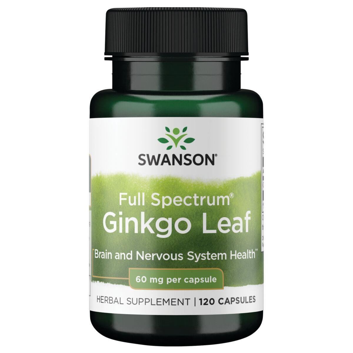 Swanson Premium Full Spectrum Ginkgo Leaf Vitamin | 60 mg | 120 Caps