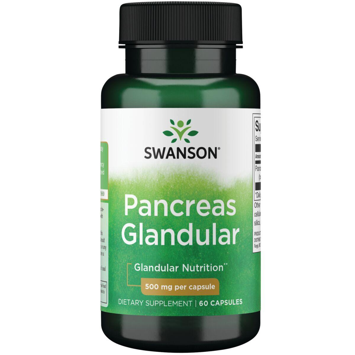 Swanson Premium Pancreas Glandular Supplement Vitamin | 500 mg | 60 Caps