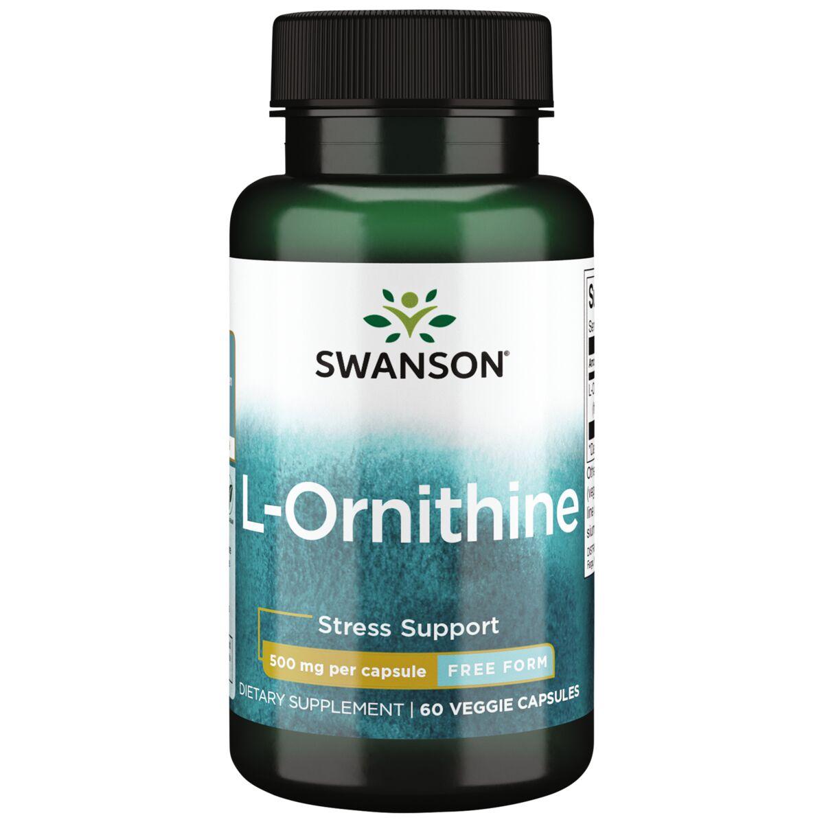 Swanson Premium L-Ornithine - Free Form Supplement Vitamin | 500 mg | 60 Veg Caps